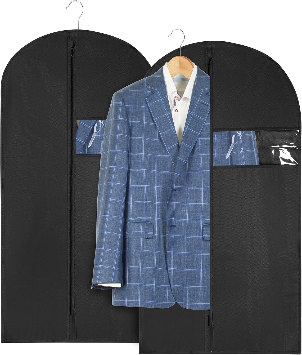 Fabric Garment Bag 42 Inch - Pack of 2 Hanging Clothing Storage Bags for Closet or Travel - Suit Fabric Garment Bag 42 Inch - Pack of 2 Hanging Clothing Storage Bags for Closet or Travel - Suit