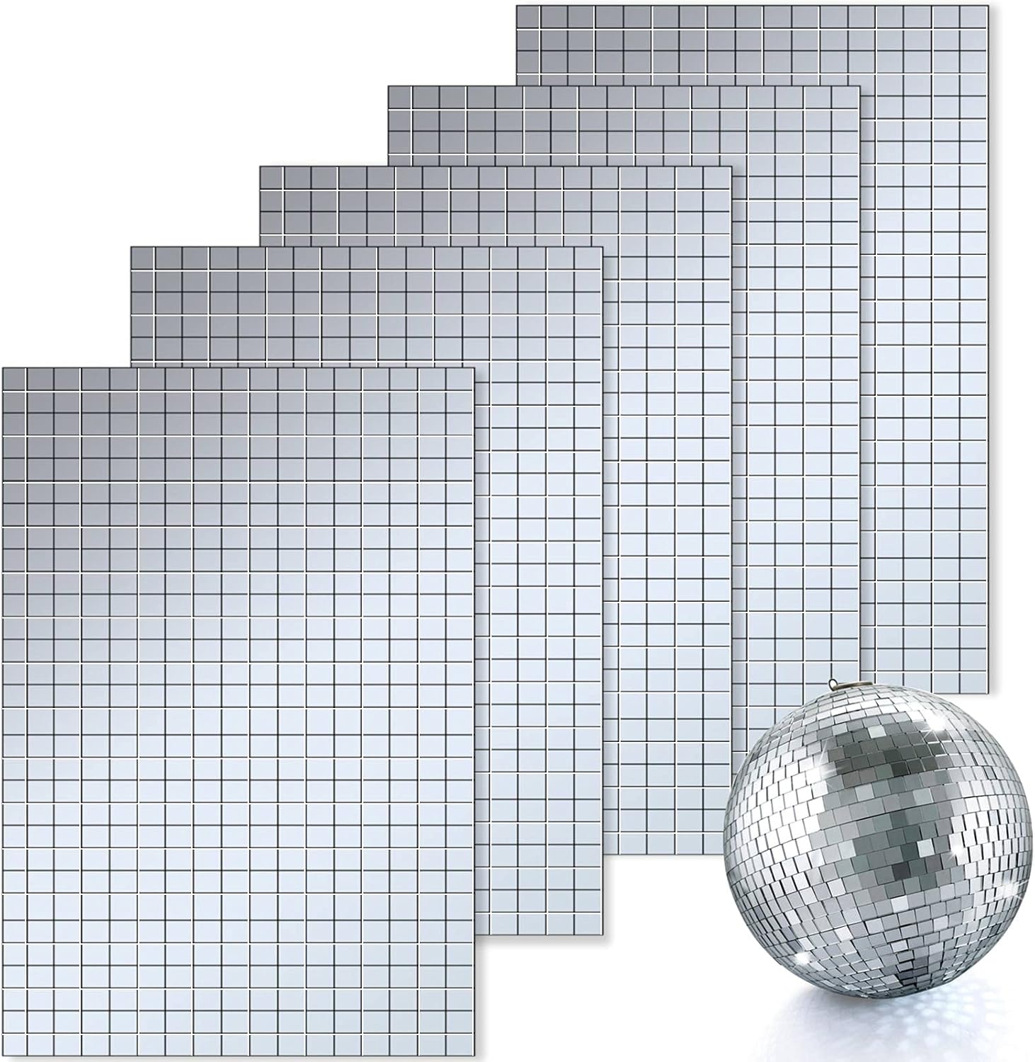 3600 Pieces Mirror Mosaic Tiles Self Adhesive Disco Mirror Tiles Disco Ball Stickers Square Glass DIY Tiles for Craft Decorate 3600 Pieces Mirror Mosaic Tiles Self Adhesive Disco Mirror Tiles Disco Ball Stickers Square Glass DIY Tiles for Craft Decorate