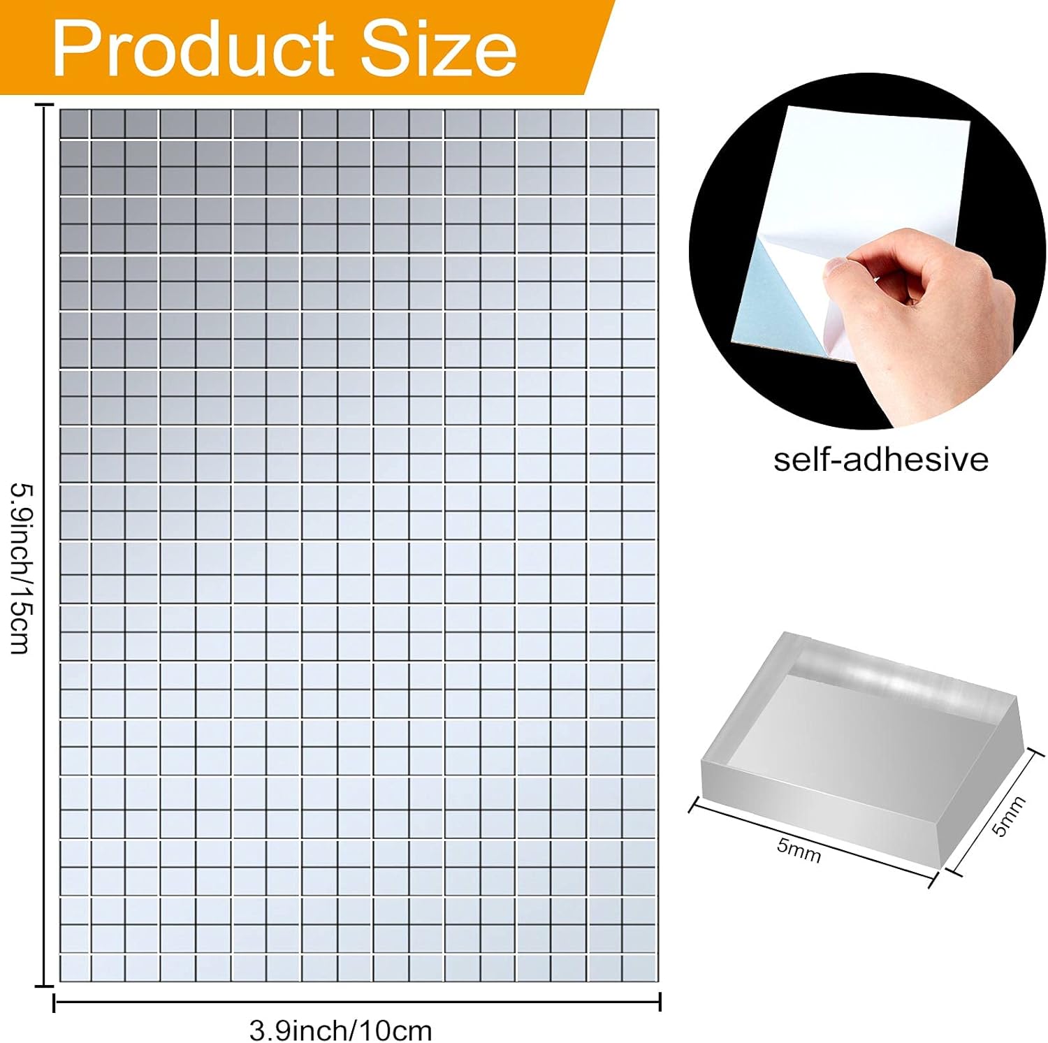 3600 Pieces Mirror Mosaic Tiles Self Adhesive Disco Mirror Tiles Disco Ball Stickers Square Glass DIY Tiles for Craft Decorate