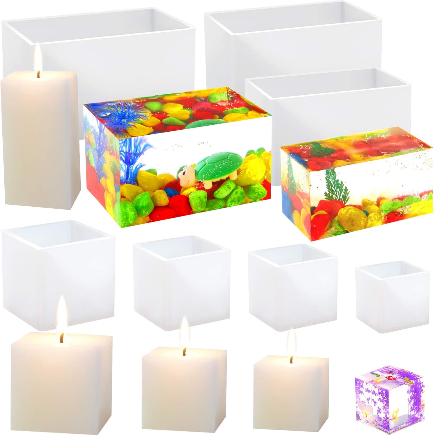 7 Pieces Square Resin Molds Rectangle Resin Molds Candle Mold Cube Casting Molds for Insect Specimen Coaster Flower Pot Candle Soap Jewelry Holder Interior Design DIY Making Craft 7 Pieces Square Resin Molds Rectangle Resin Molds Candle Mold Cube Casting Molds for Insect Specimen Coaster Flower Pot Candle Soap Jewelry Holder Interior Design DIY Making Craft