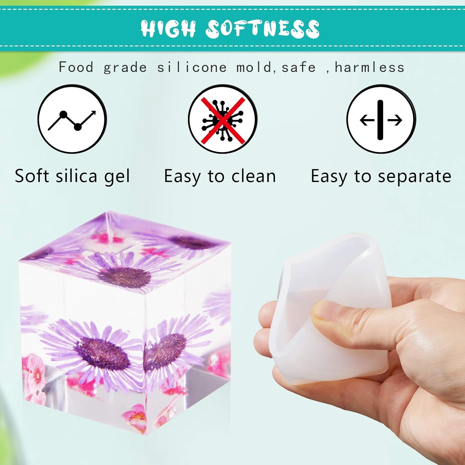 7 Pieces Square Resin Molds Rectangle Resin Molds Candle Mold Cube Casting Molds for Insect Specimen Coaster Flower Pot Candle Soap Jewelry Holder Interior Design DIY Making Craft