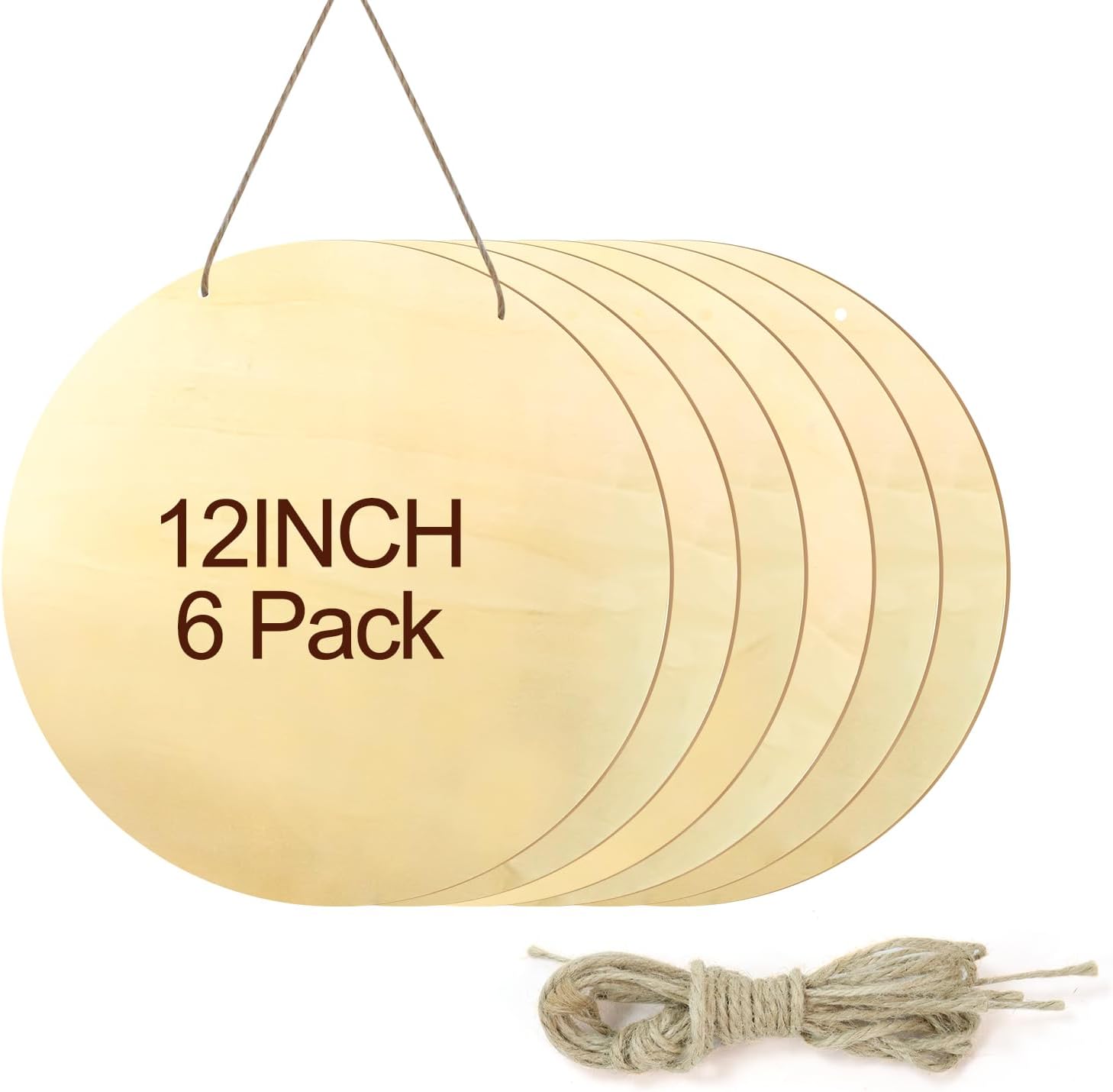 6Pack 12 Inch Round Wooden Discs for Crafts