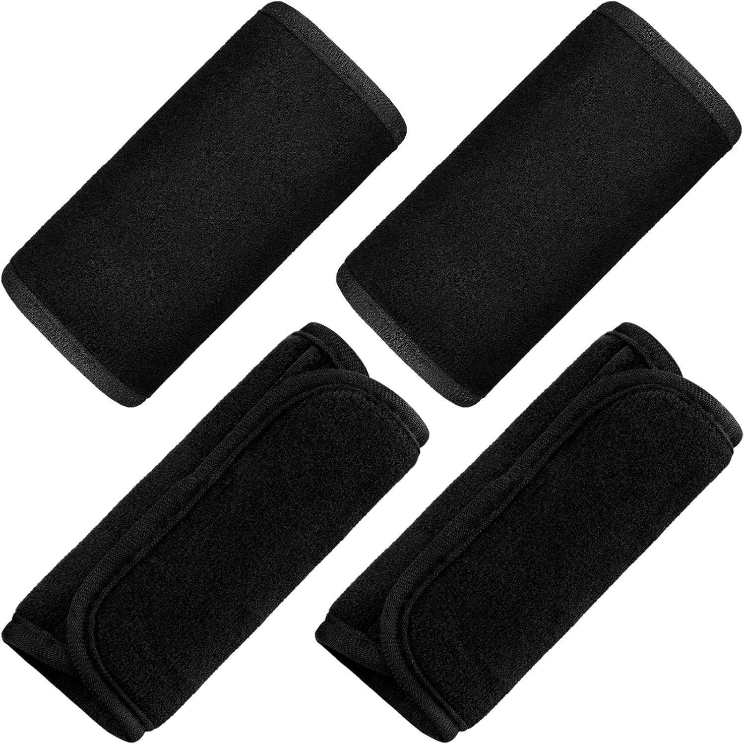 4 Pack Universal Car Seat Belt Shoulder Pads, Soft Fabric Safety Strap Cushion Covers Black 5.7×2.6 Inch