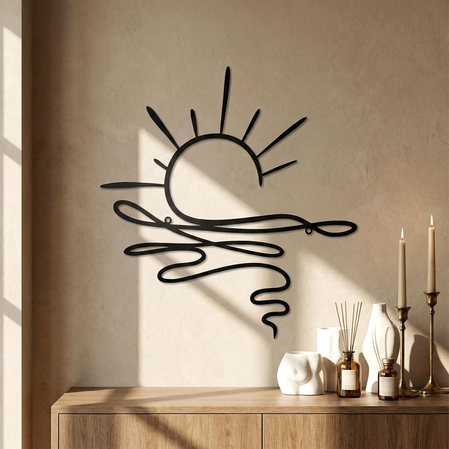 Sun Metal Wall Art Abstract Sunrise Sunset Sign Minimalist Black Line Wall Art Decor Sea Wave Modern Hanging Decor for Living Room Kitchen Bedroom Outdoor Housewarming Gifts 16.9 x 12.2 Inch Sun Metal Wall Art Abstract Sunrise Sunset Sign Minimalist Black Line Wall Art Decor Sea Wave Modern Hanging Decor for Living Room Kitchen Bedroom Outdoor Housewarming Gifts 16.9 x 12.2 Inch