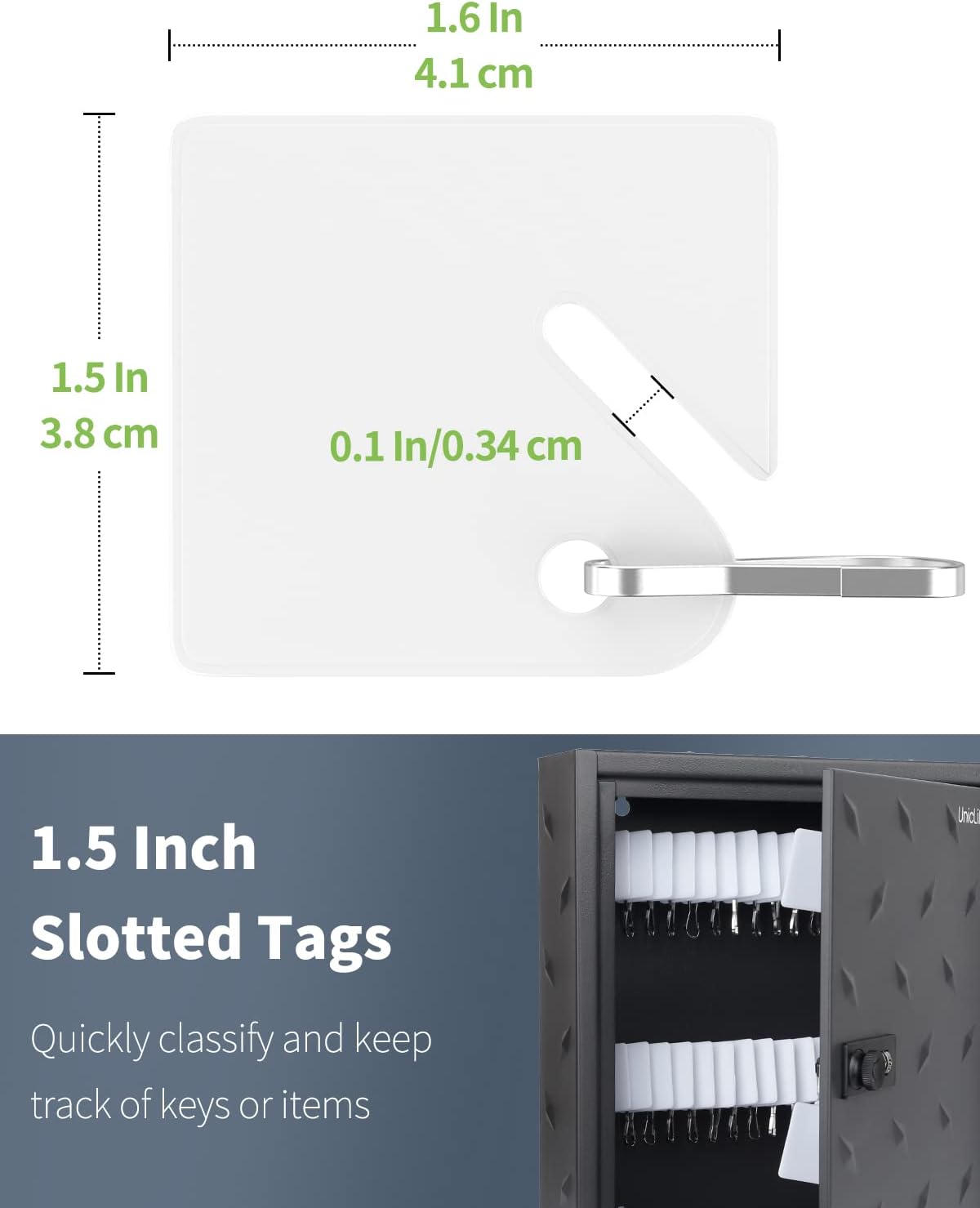 50 Pcs Rack Key Tags 1.5 Inch Slotted Plastic Tags with Metal Snap Hooks White Square Hanging Tags for Key Cabinets Boxes Lockers Sturdy Frosted Item Identifiers for Home Offices and Garages