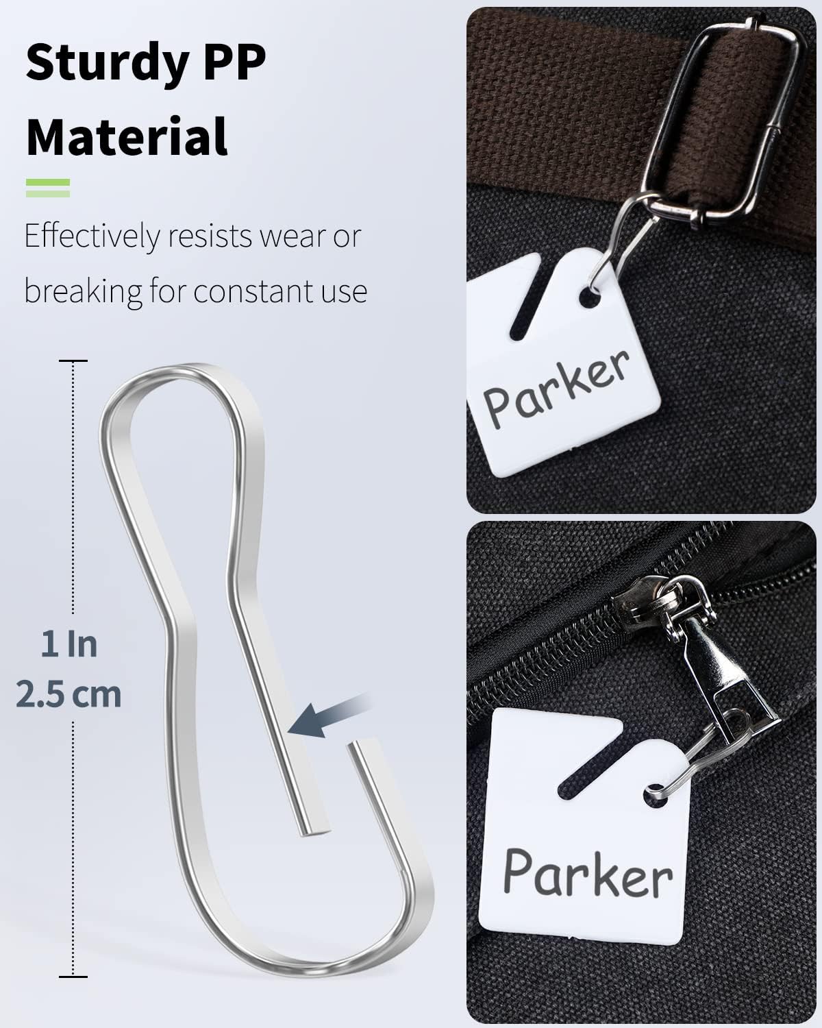 50 Pcs Rack Key Tags 1.5 Inch Slotted Plastic Tags with Metal Snap Hooks White Square Hanging Tags for Key Cabinets Boxes Lockers Sturdy Frosted Item Identifiers for Home Offices and Garages
