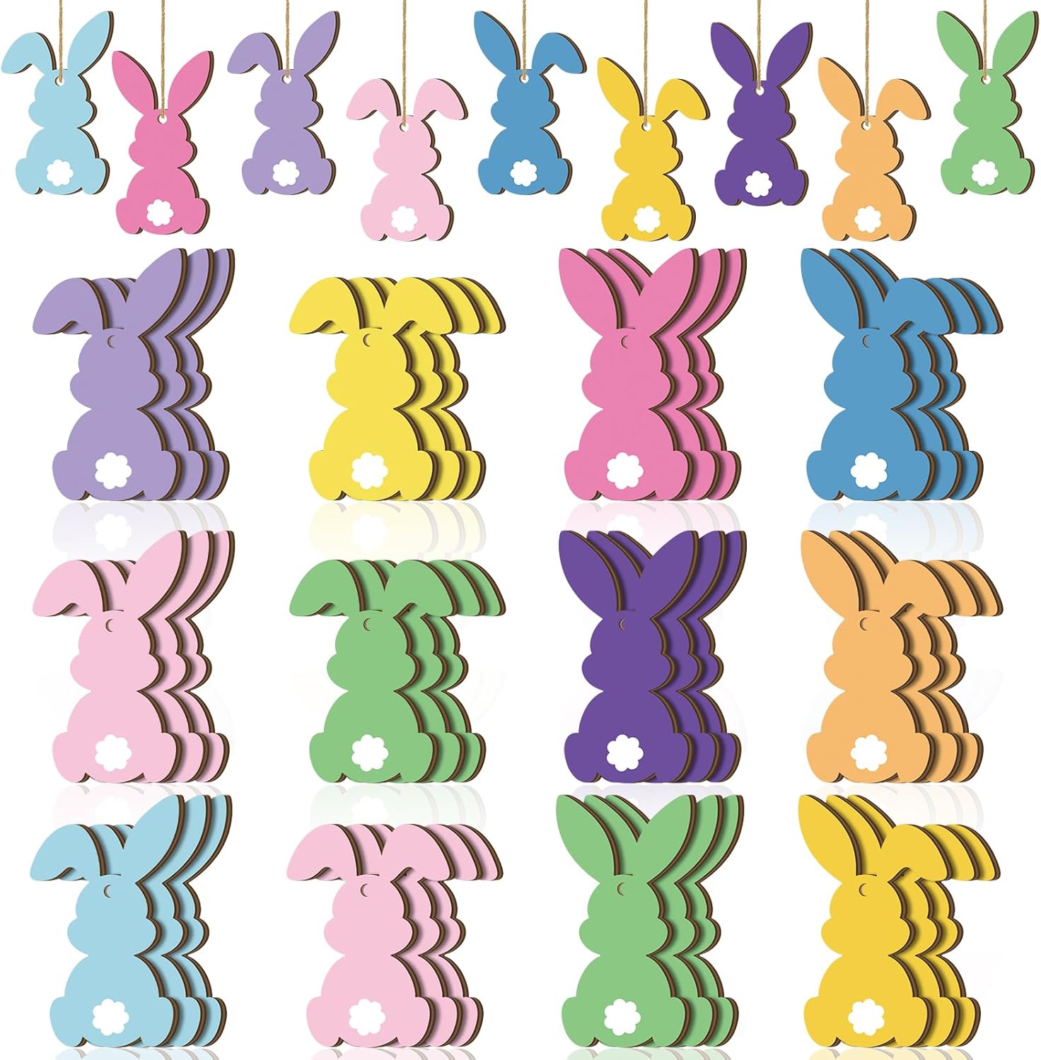 36 Pcs Easter Bunny Tree Ornaments Easter Wooden Hanging Decor 12 Color Rabbit Embellishments for Tree Wood Bunny Tags Rabbit Shape Cutouts with String for Party Wall Gift 36 Pcs Easter Bunny Tree Ornaments Easter Wooden Hanging Decor 12 Color Rabbit Embellishments for Tree Wood Bunny Tags Rabbit Shape Cutouts with String for Party Wall Gift