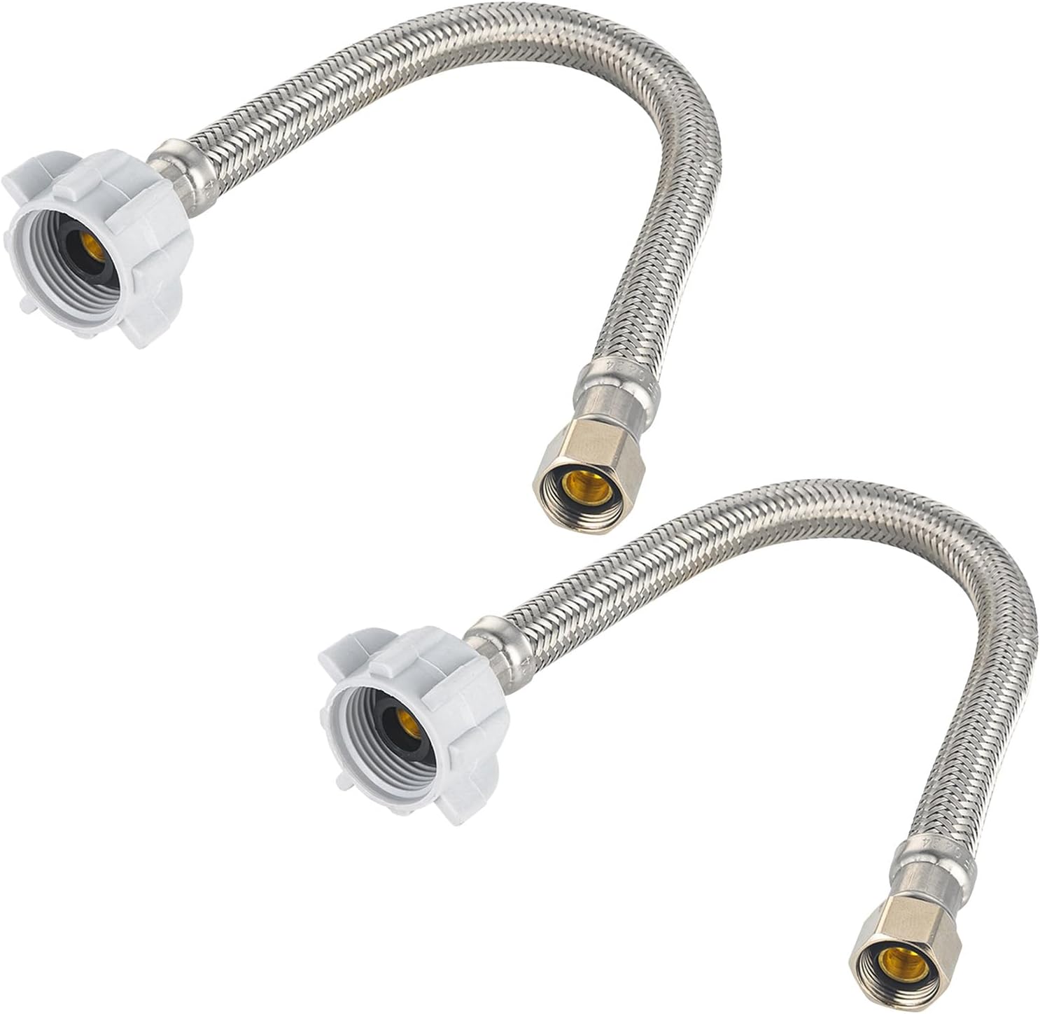 2-Pack 12-inch Toilet Water Supply Connector Line Braided Stainless Steel Hose, 7/8 Female Ballcock Thread x 3/8" COMP,(HOSE049)