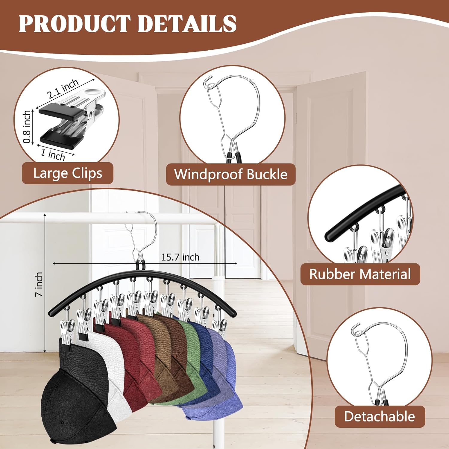 3 Pack Hat Hangers for Closet Display