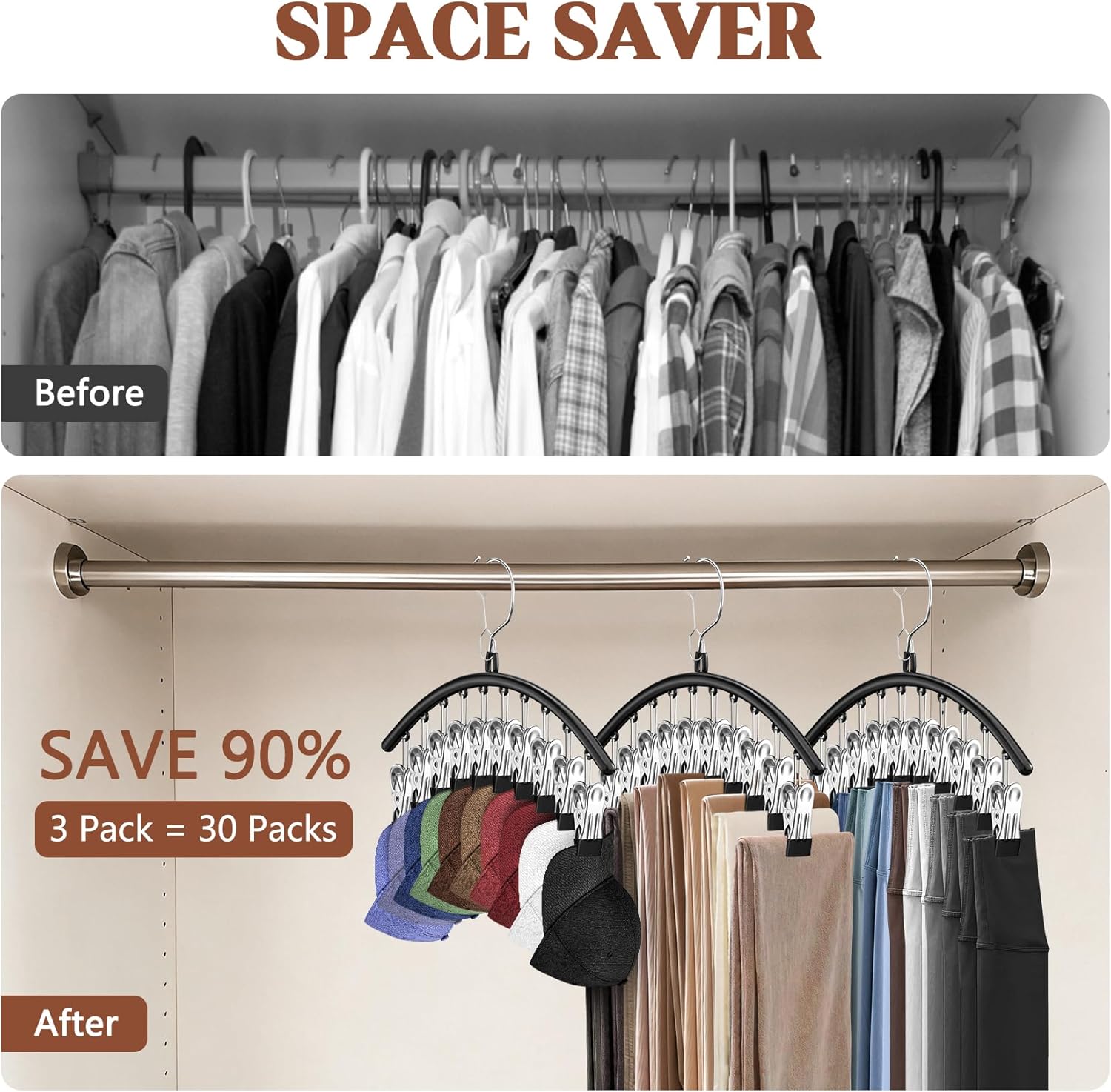 3 Pack Hat Hangers for Closet Display