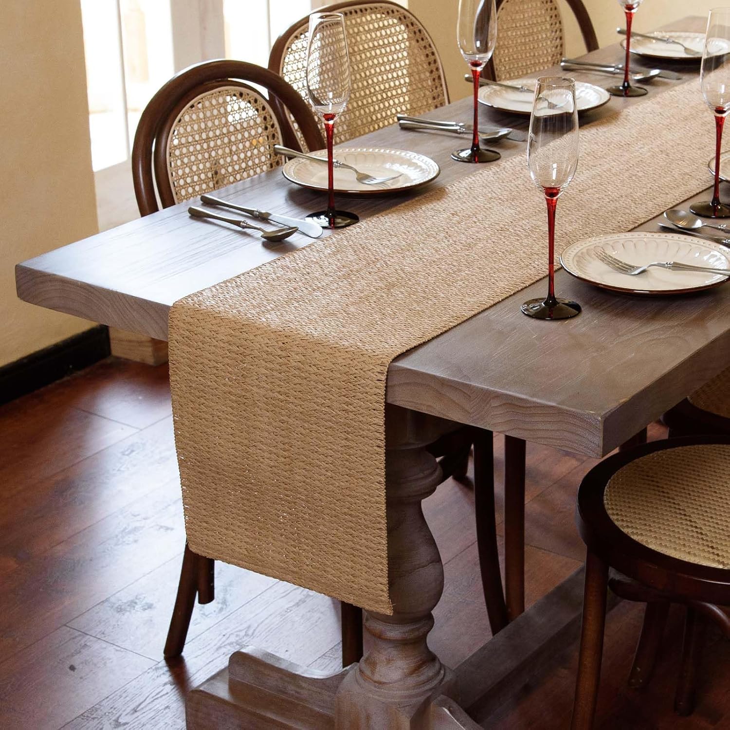 Natural Paper Braided Tablerunner 36 Inches Long for Dining Tables Farmhouse Rustic Table Runner Indoor & Outdoor(Light Brown) Natural Paper Braided Tablerunner 36 Inches Long for Dining Tables Farmhouse Rustic Table Runner Indoor & Outdoor(Light Brown)
