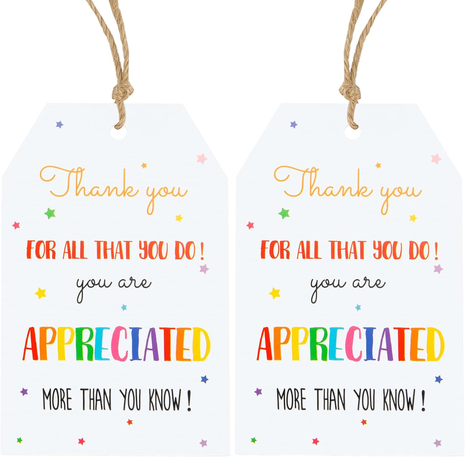 Thank You Gift Tags - 100Pcs Thank You for All You Do Tags with String Teacher Appreciation Thanks You Gifts Tags for Favor Colorful Star Hang Paper Gift Tag for Employee Volunteer Nurse Doctor Thank You Gift Tags - 100Pcs Thank You for All You Do Tags with String Teacher Appreciation Thanks You Gifts Tags for Favor Colorful Star Hang Paper Gift Tag for Employee Volunteer Nurse Doctor
