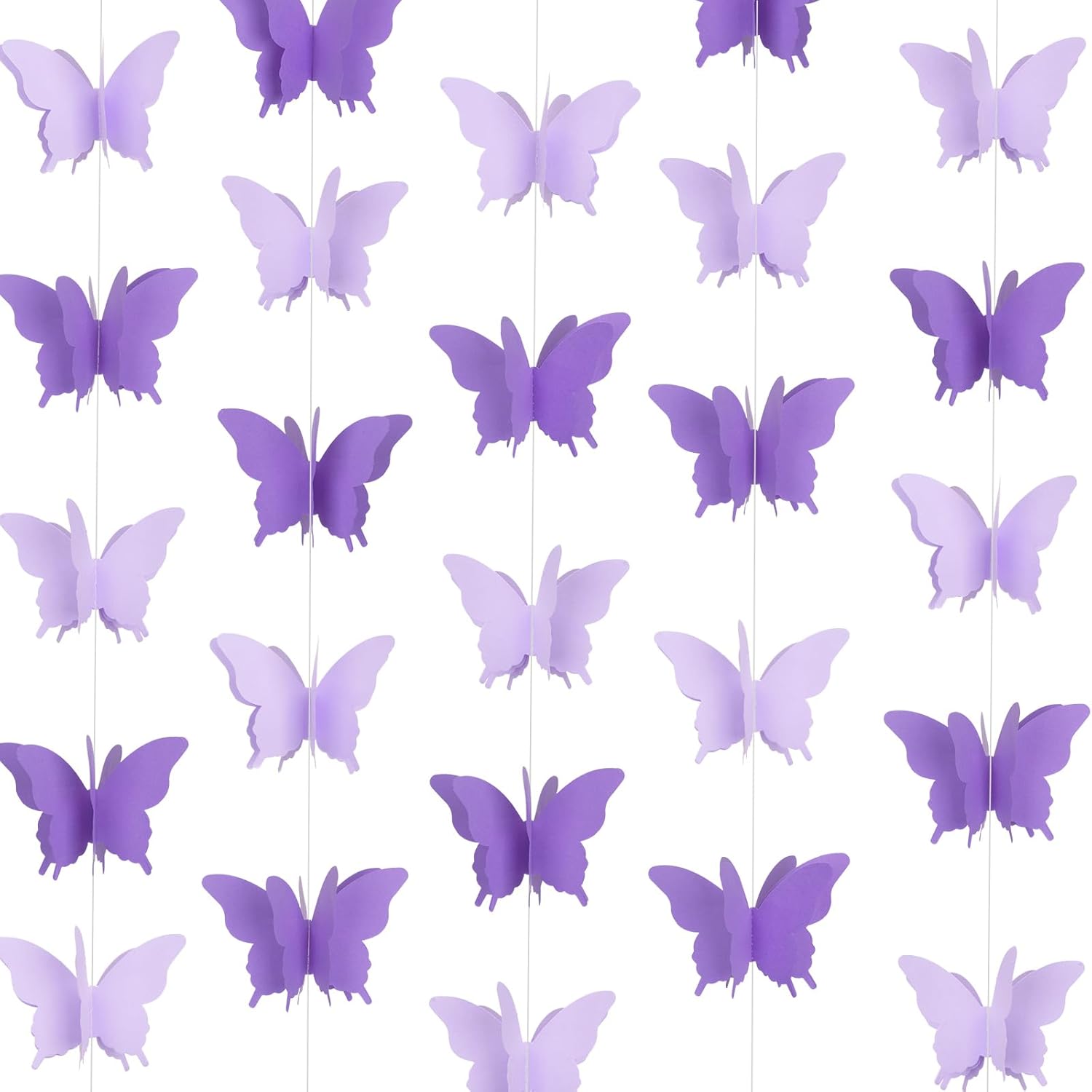 Butterfly Hanging Garlands - 3D Purple Paper Butterflies, 4 Packs - Birthday Decorations for Baby Showers, Home Decor, Weddings & Parties (39ft)