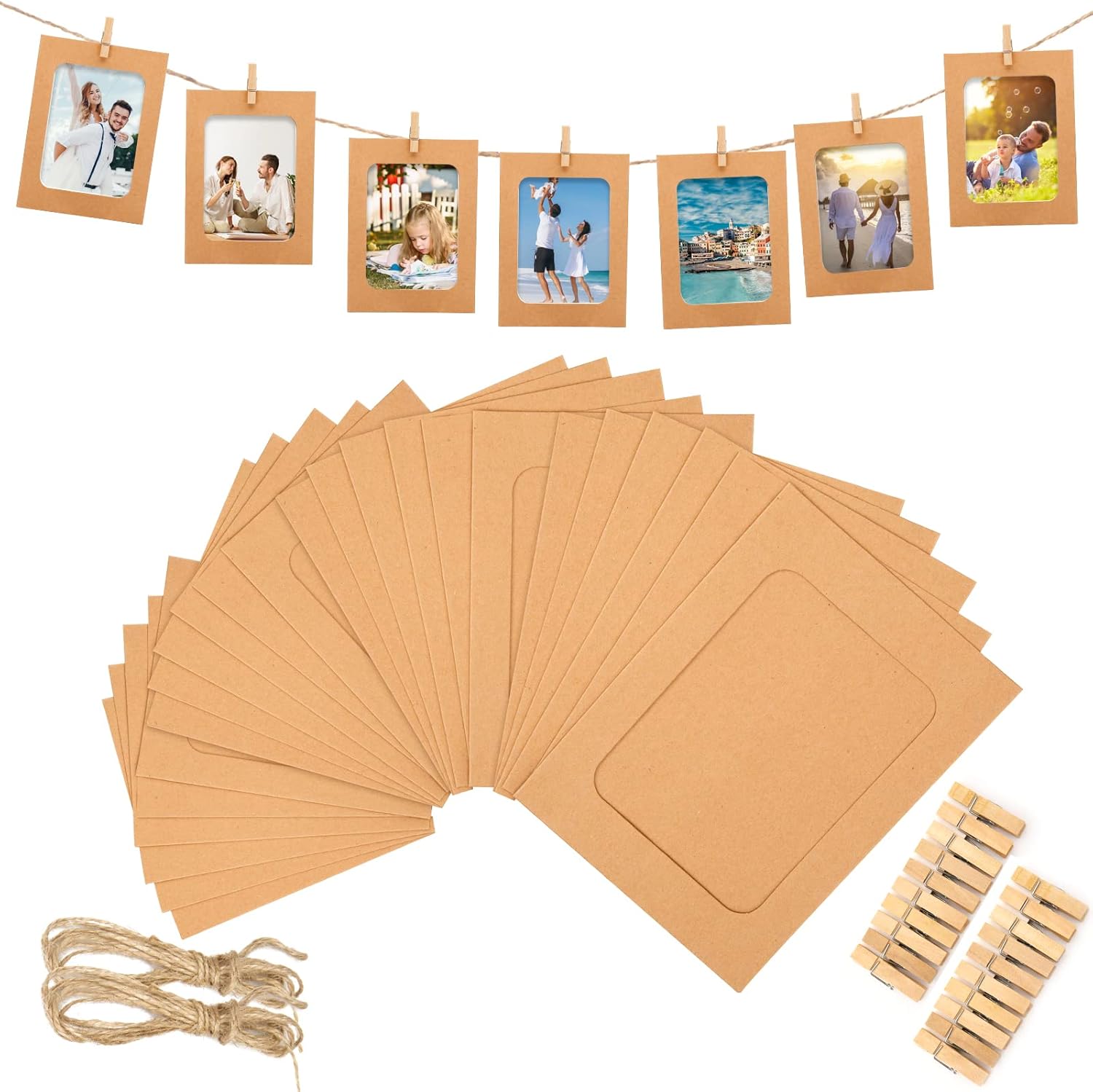 30Pcs Brown Paper Picture Frames