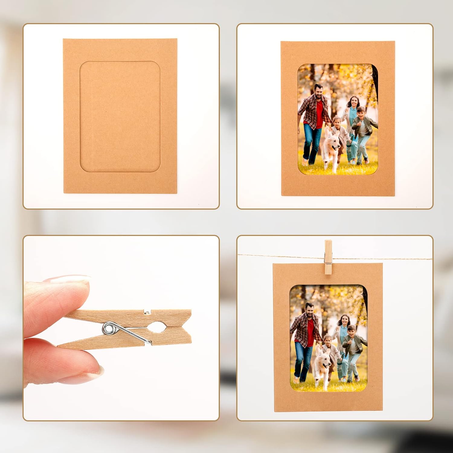 30Pcs Brown Paper Picture Frames