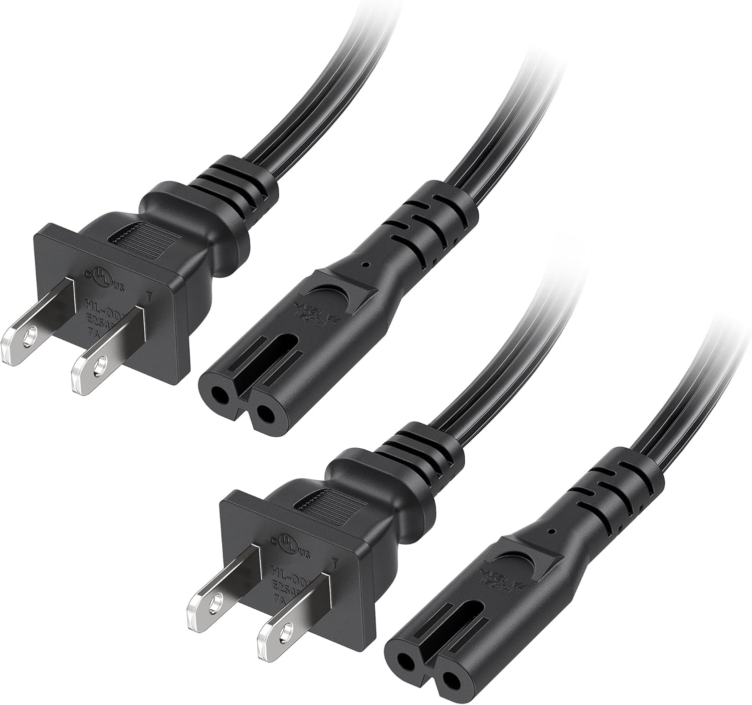 [UL Listed] 2-Pack 2 Prong TV Power Cord - 10ft, AC Power Cord, Non Polarized (NEMA 1-15P to IEC C7), Compatible with Samsung LG Sony Insignia TCL Sharp Toshiba Hisense TV PS4 PS5