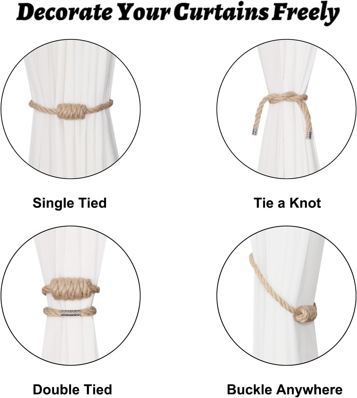 Magnetic Jute Curtain Tiebacks