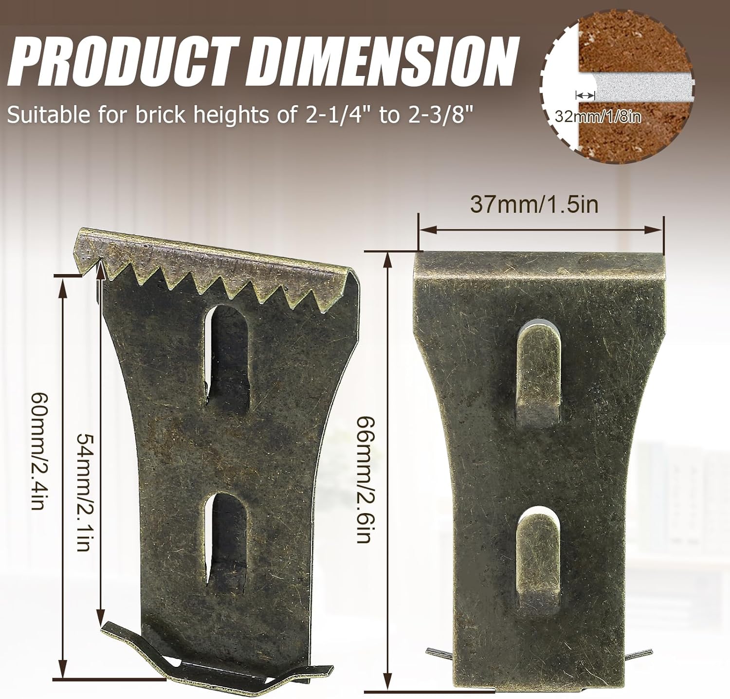 8Pcs Brick Clips for Hanging Outdoors Metal Brick Hangers Brick Wall Hooks Hangers for Outside Wall Home Decor