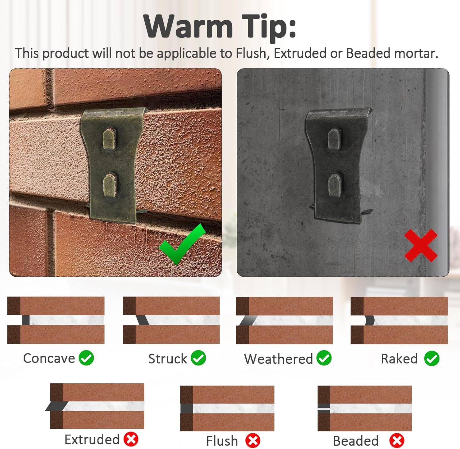 8Pcs Brick Clips for Hanging Outdoors Metal Brick Hangers Brick Wall Hooks Hangers for Outside Wall Home Decor