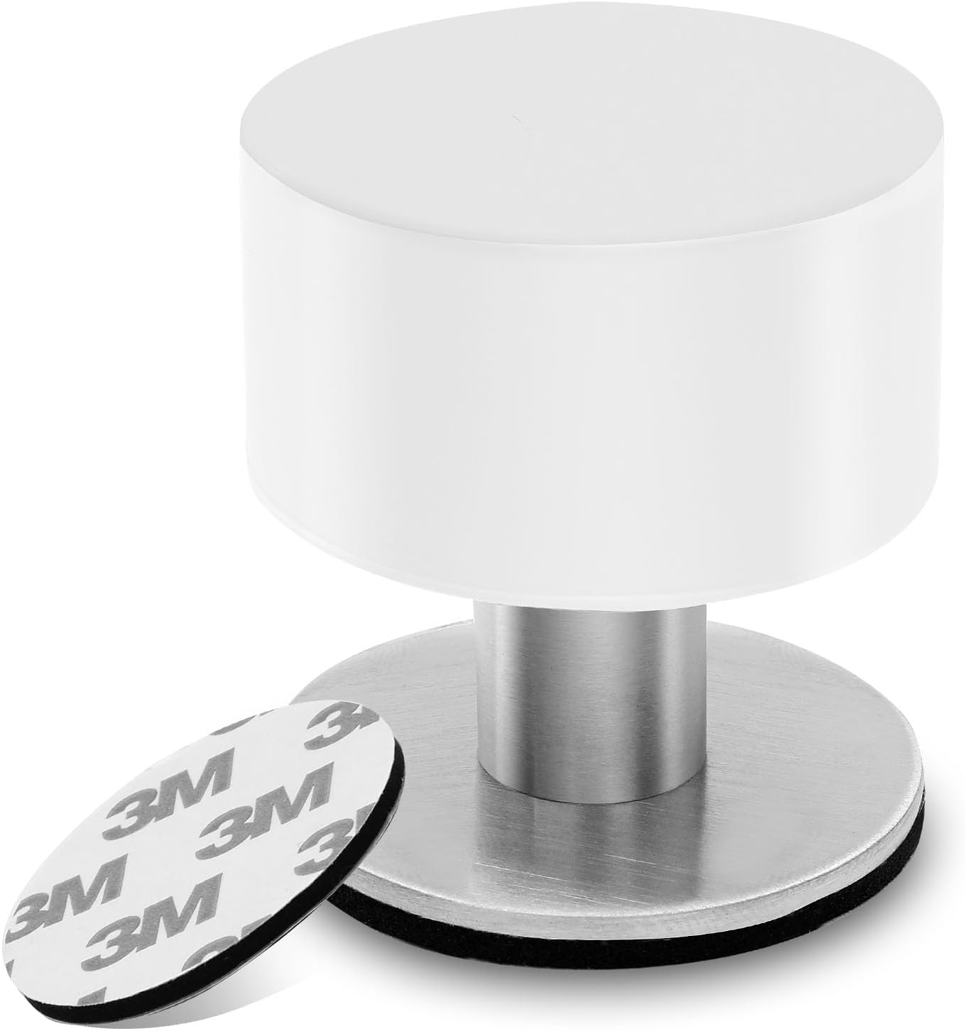 White Door Stops with Extra Stickers, No Drill Heavy Duty Rubber Doorstops,Sound Dampening Door Stopper for Bottom of Door, Home & Office Use, 1 Pack