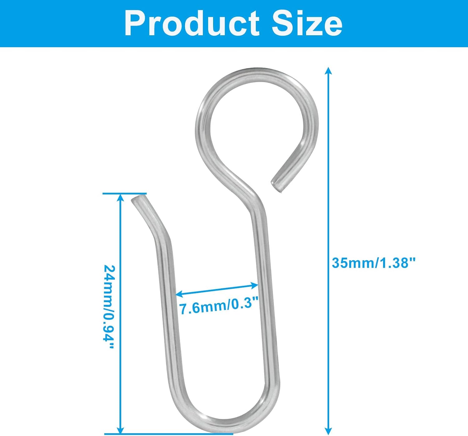 60 Pack S-Shaped Metal Curtain Track Hooks