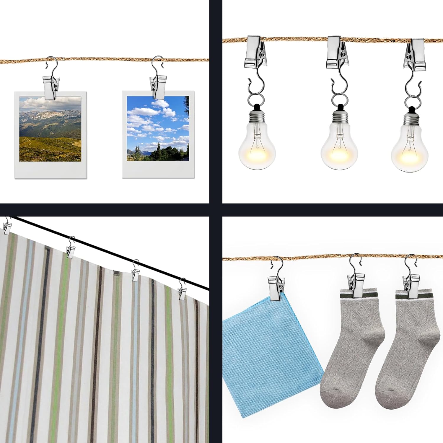 Small Hanging Clip for Curtains - 100 Pack Camper Awning Lights Clips with Light Hanger Hooks