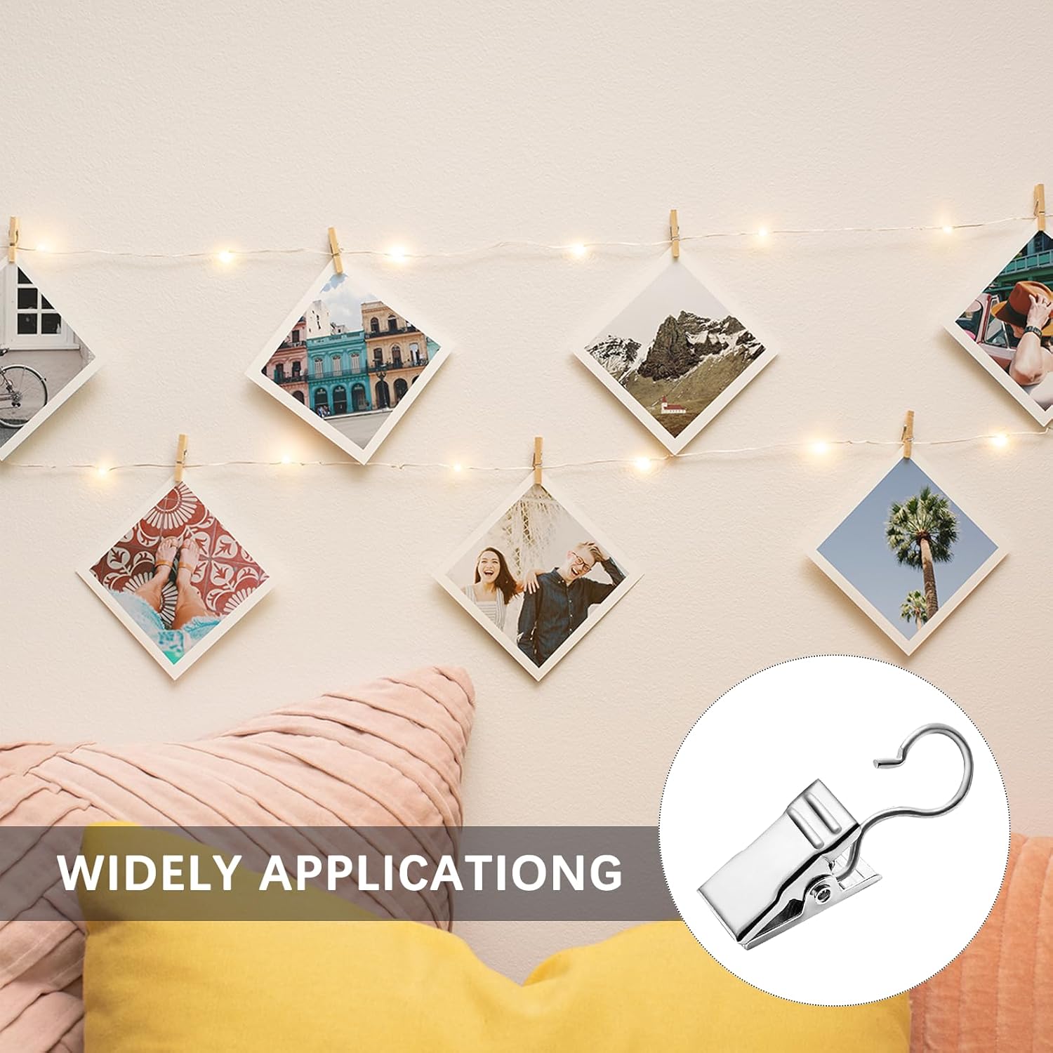 Small Hanging Clip for Curtains - 100 Pack Camper Awning Lights Clips with Light Hanger Hooks