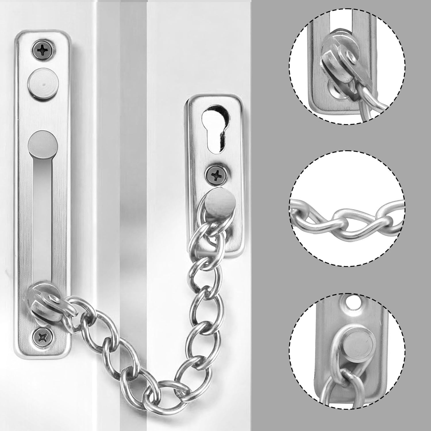 Heavy Duty Door Chain Lock with Mounting Screws