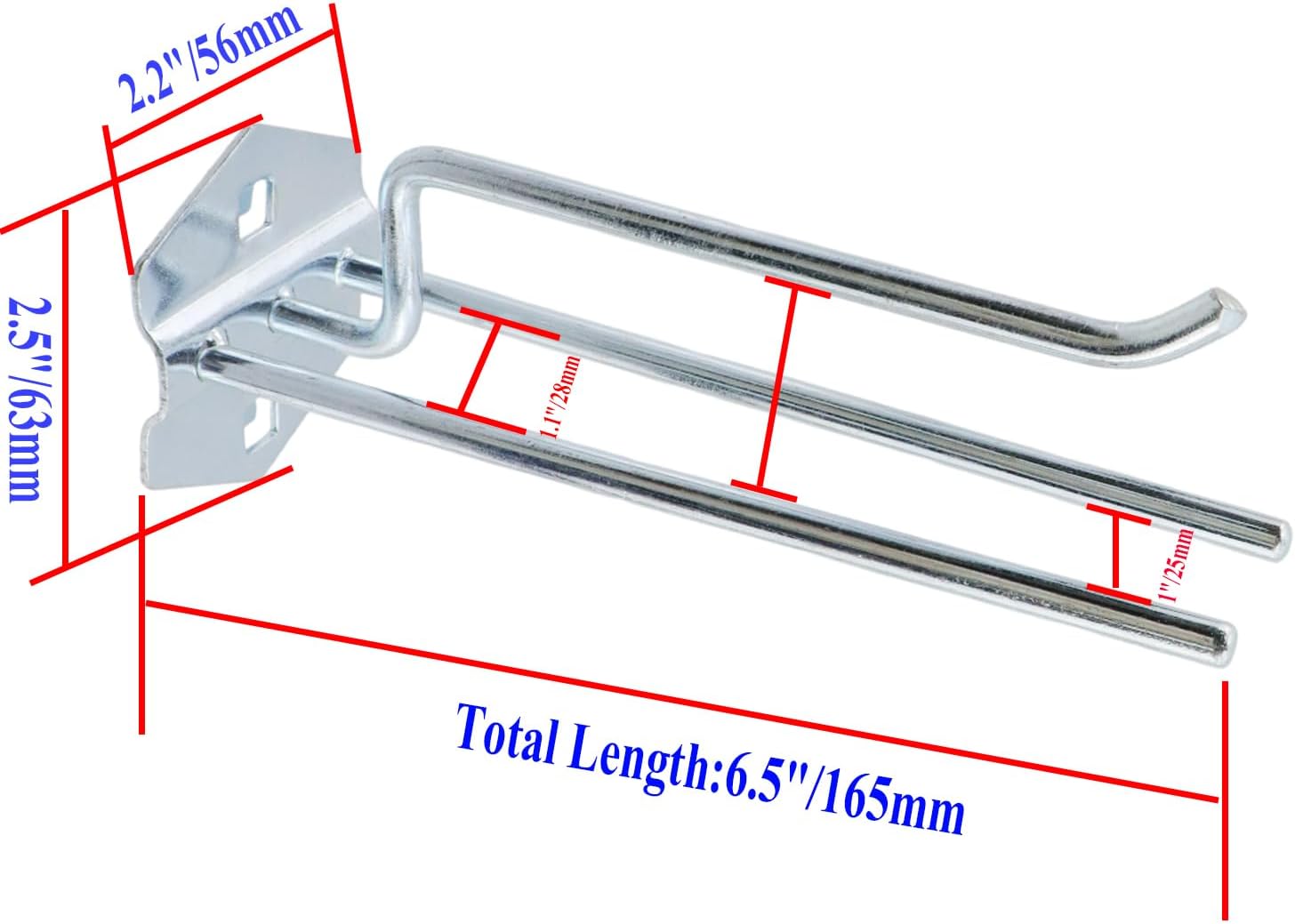 Pegboard Hooks Heavy Duty Metal Steel 3/8" Square Hole Peg Hooks Suitbale for 1.5" Spaced Pegboards Wall Hooks for Hanging Spanner