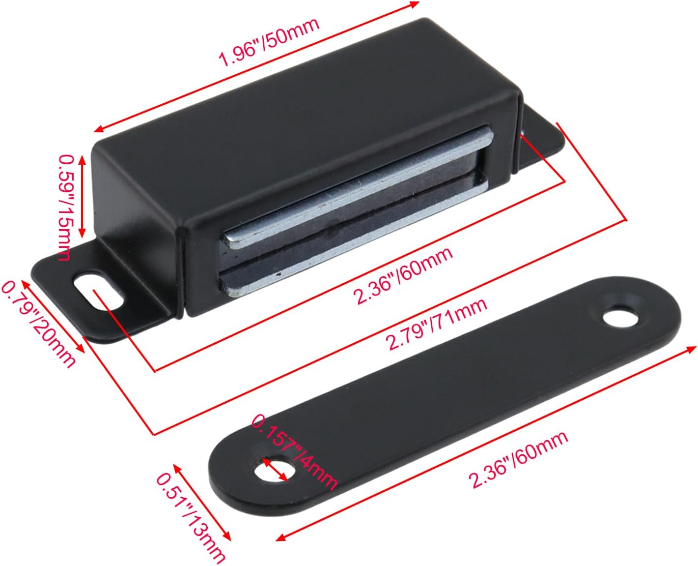 Magnetic Cabinet Door Catch 55 lbs Stainless Steel Magnets Closet Catches for Kitchen Bathroom Cupboard Wardrobe Drawer Latch 2.8" Length