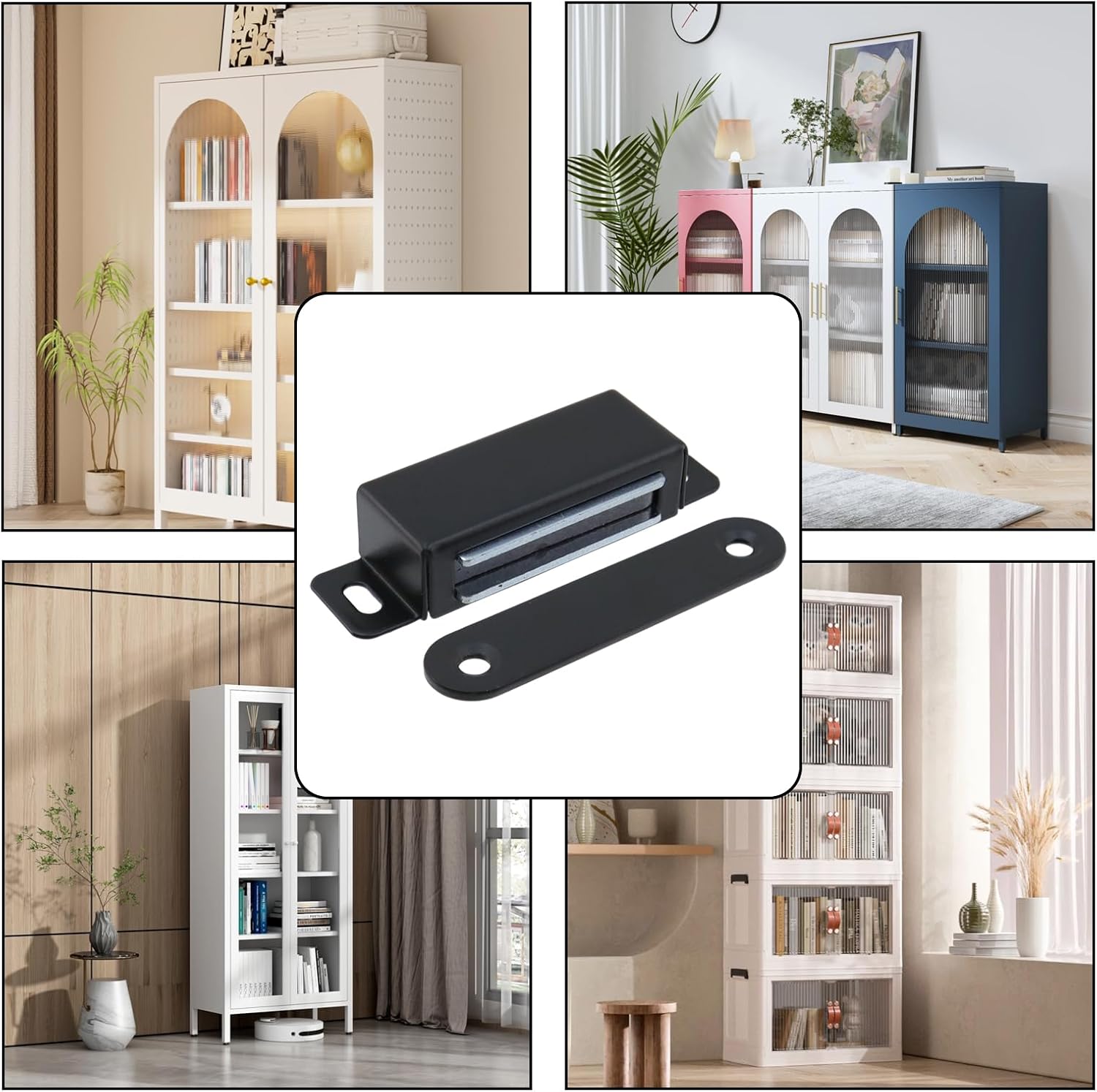 Magnetic Cabinet Door Catch 55 lbs Stainless Steel Magnets Closet Catches for Kitchen Bathroom Cupboard Wardrobe Drawer Latch 2.8" Length