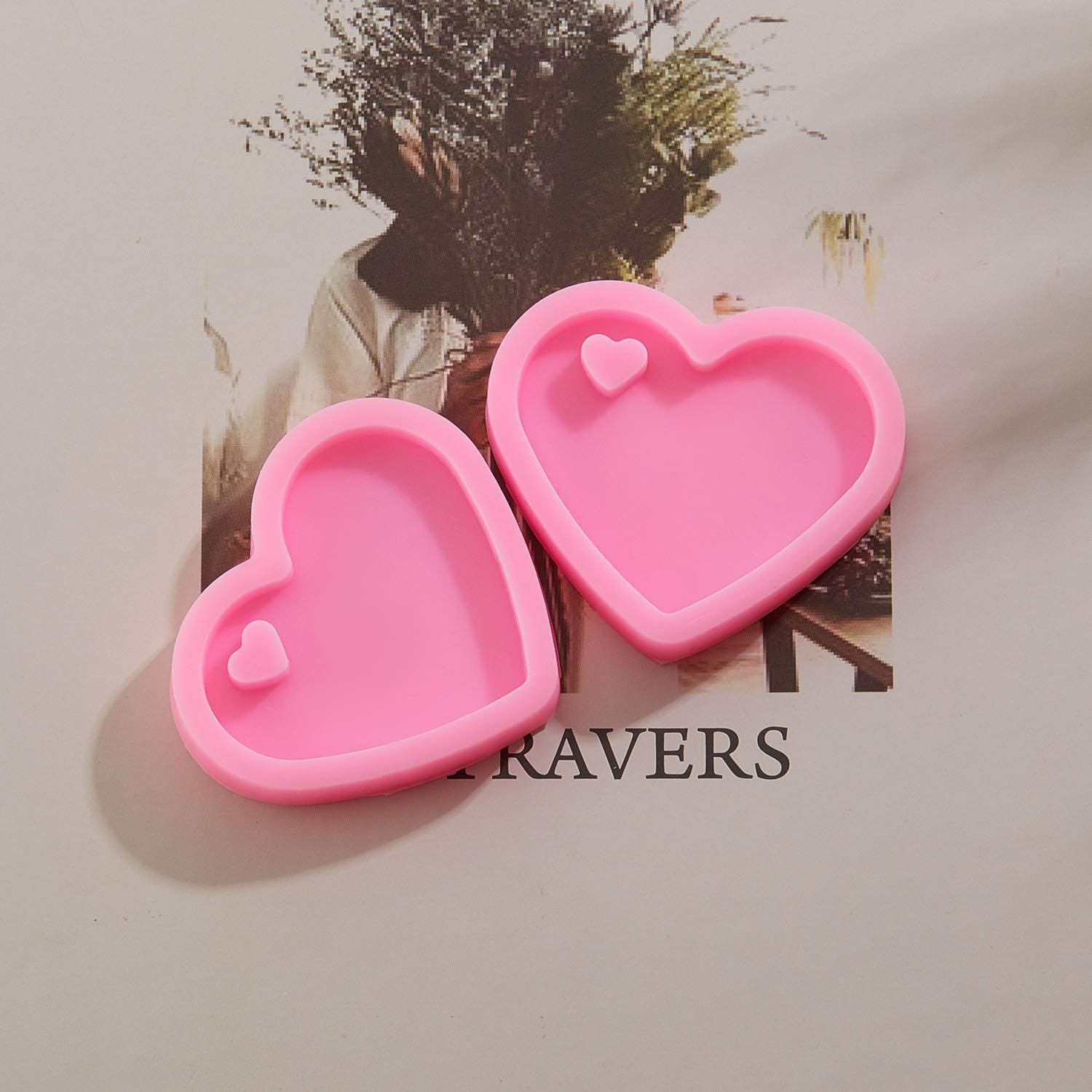 4 Pieces Heart Resin Keychain Molds for Epoxy Resin Easter Mother%27s Day Silicone Fondant Molds Love Keychain Gift with 20 Pieces Key Rings for DIY Decoration