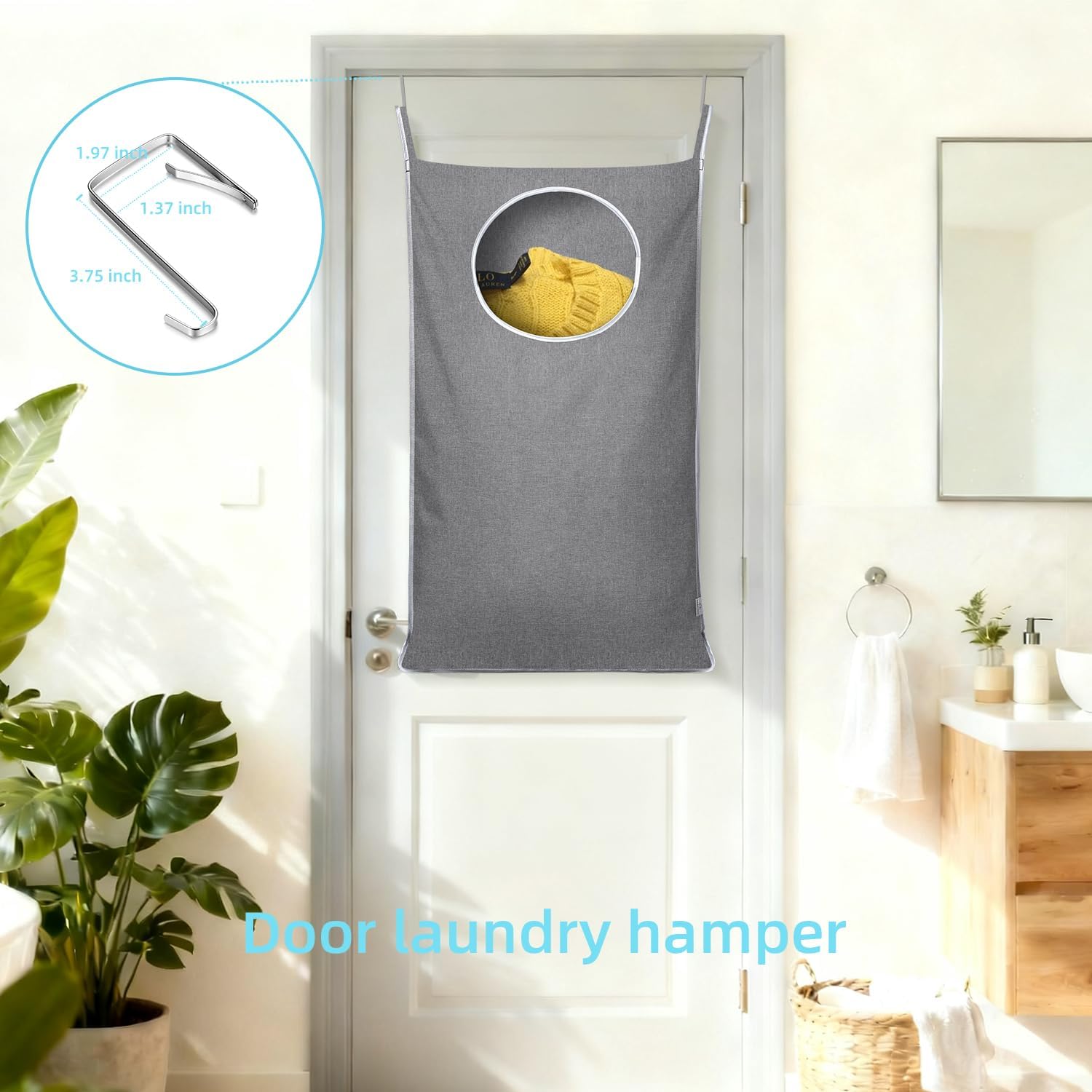 Hanging Laundry Hamper Bag with 2 Different Types of Hooks