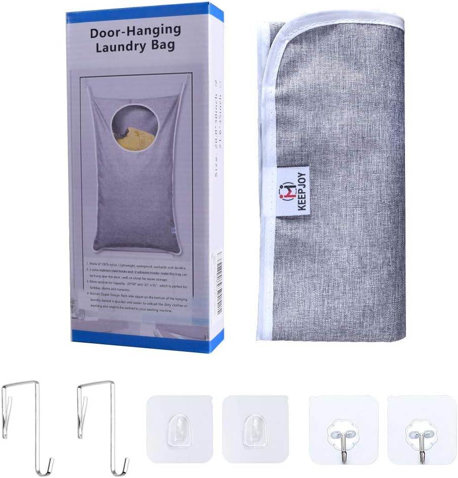 Hanging Laundry Hamper Bag with 2 Different Types of Hooks