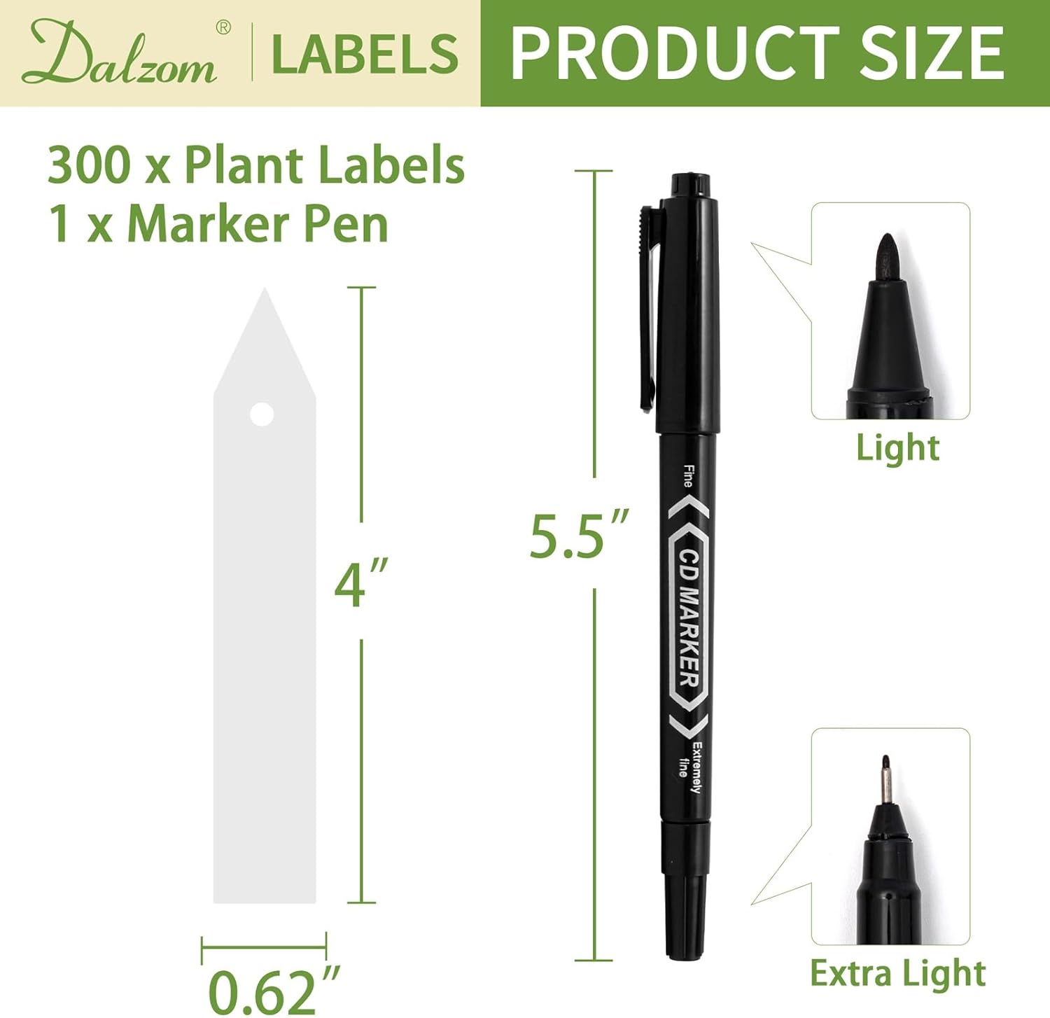 300Pcs 4" Plant Labels with Marker Pen