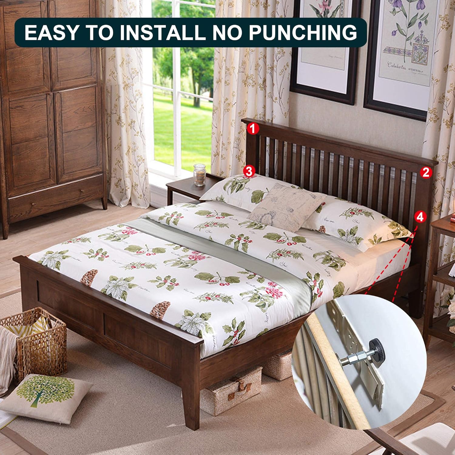 Adjustable Threaded Bed Frame Anti-Shake Tool