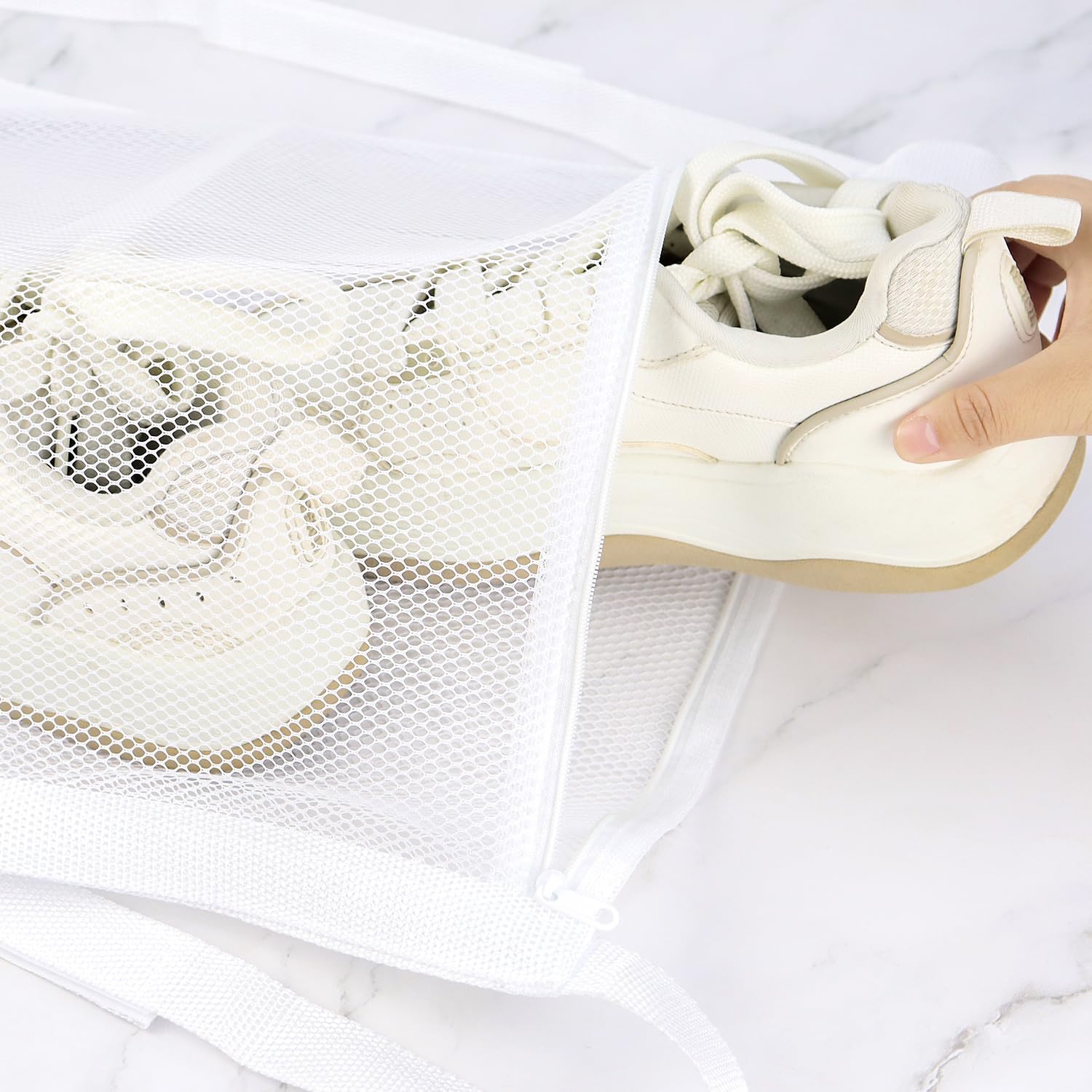 2 Pack Sneaker Dryer Bag 15.7x15.7 Inch Dry Net Bag for Dryer with Zipper and Strap for Shoes