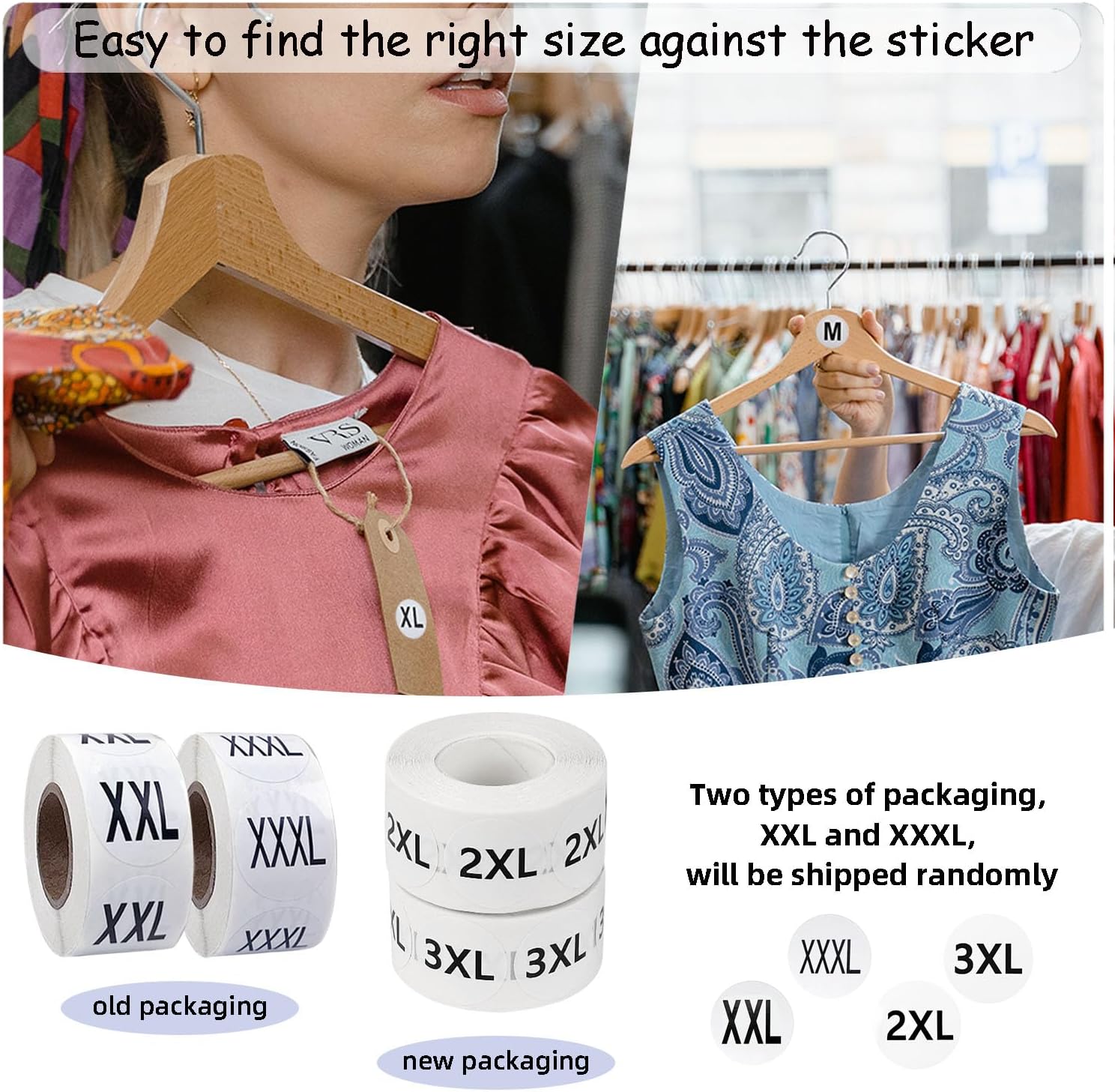 3500 Pcs Clothing Size Stickers