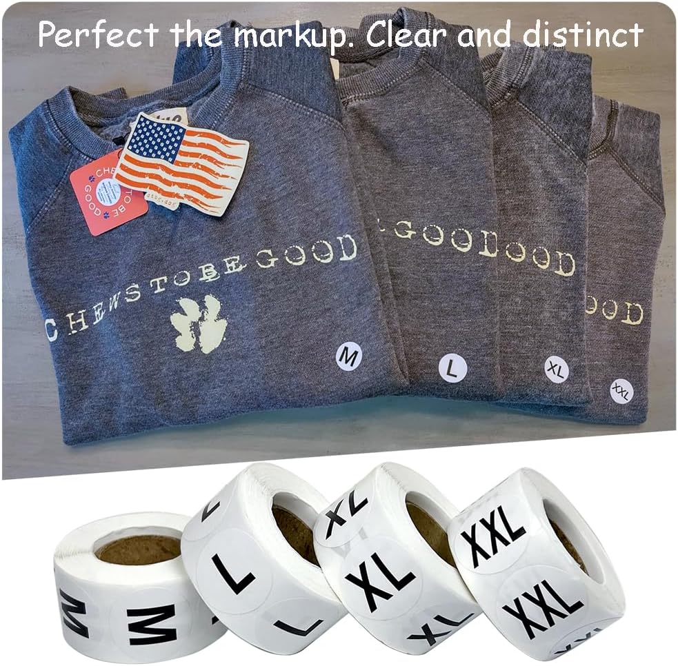 3500 Pcs Clothing Size Stickers