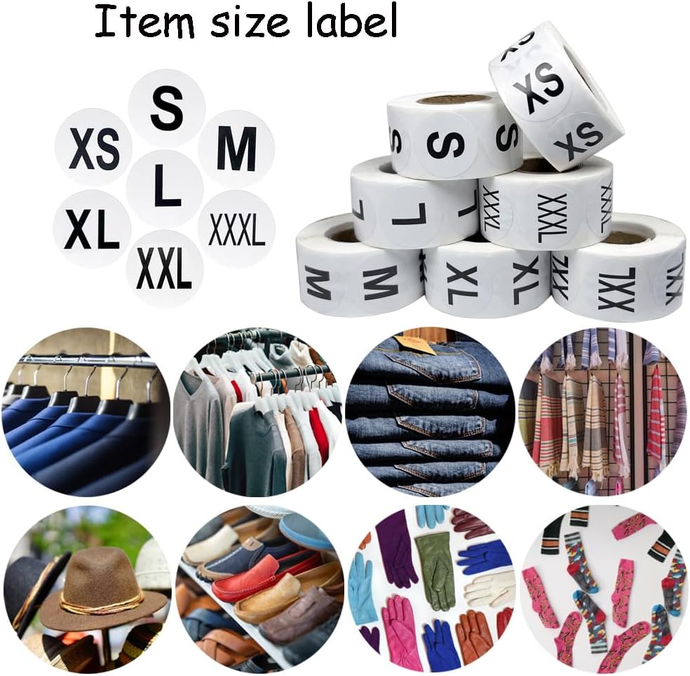 3500 Pcs Clothing Size Stickers