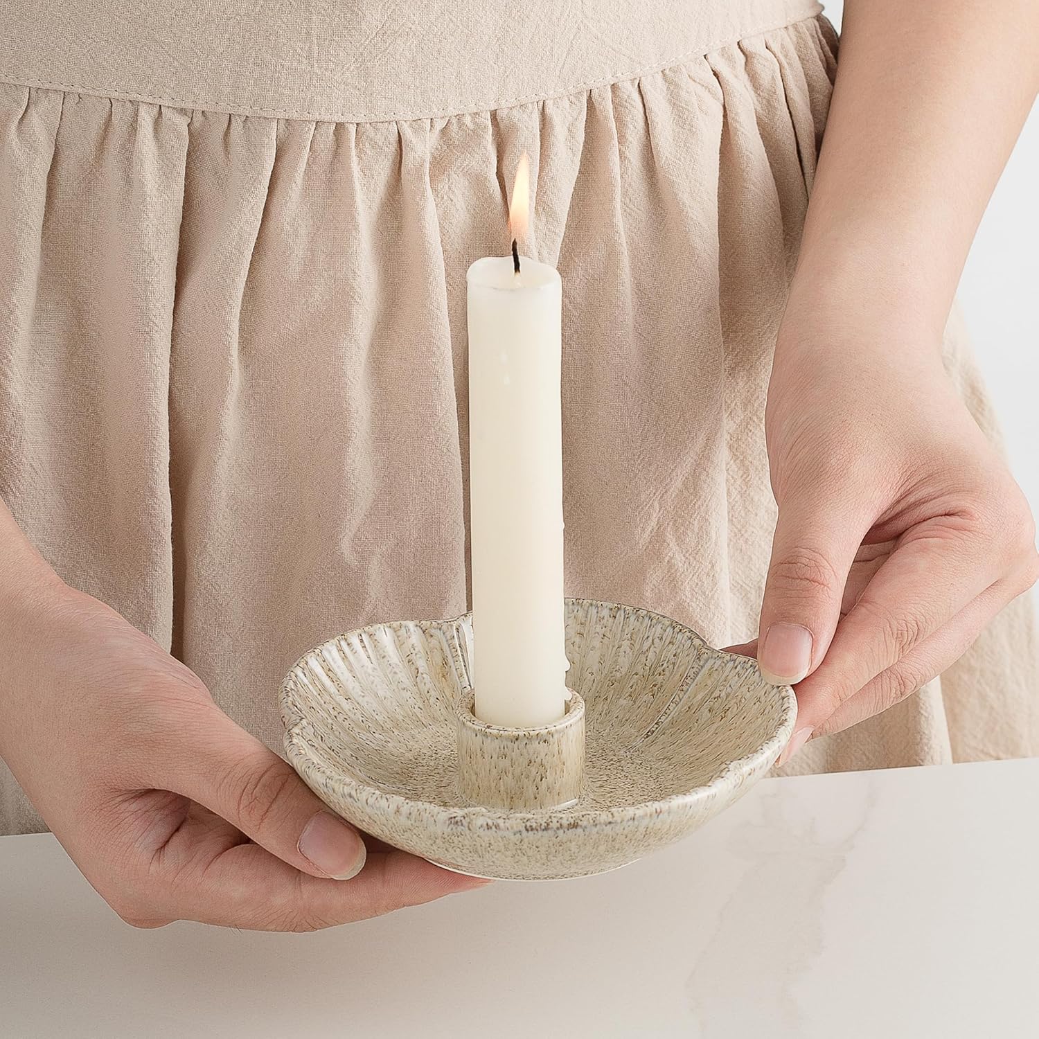 Ceramic Candlestick Holder， Candle Holder for Taper Candles