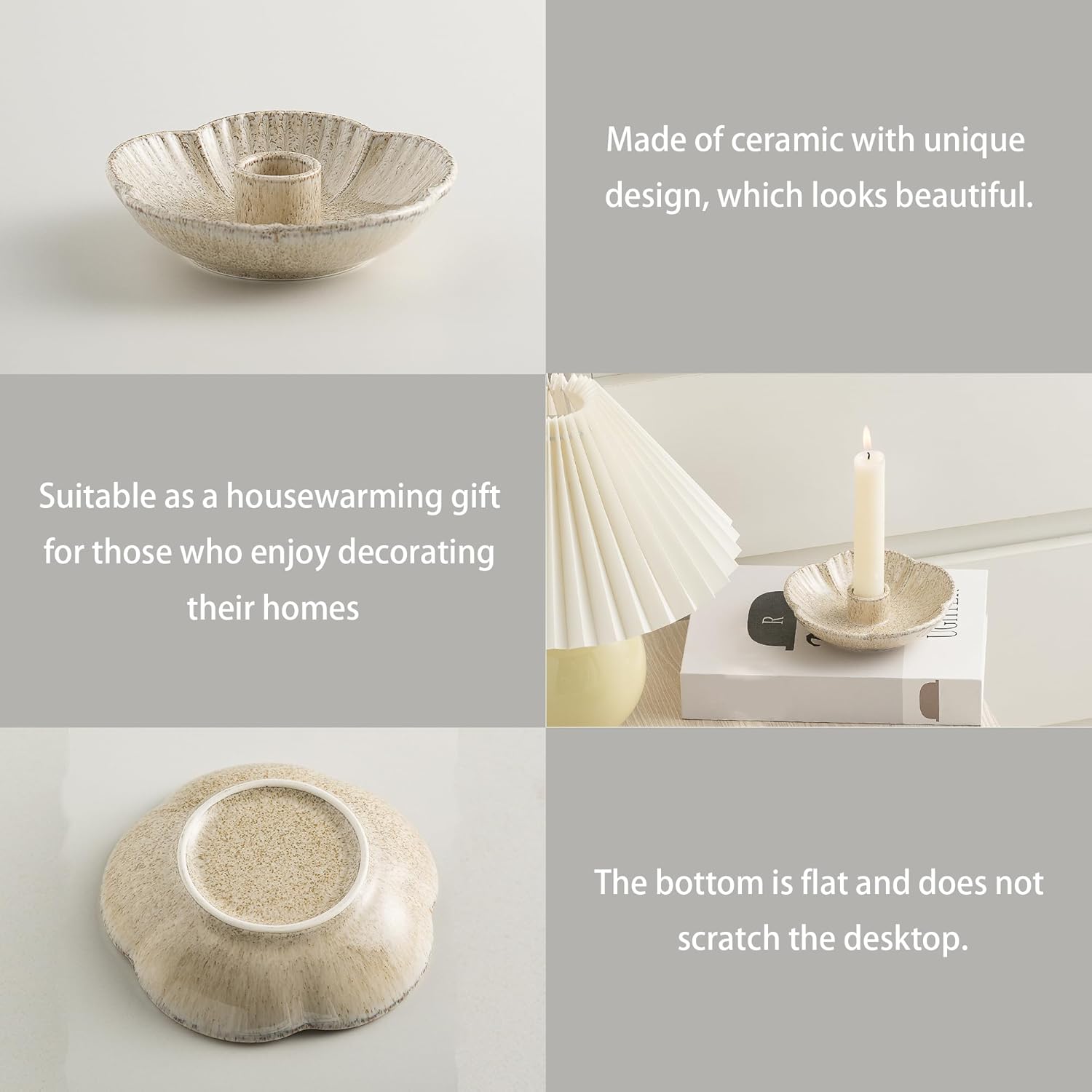 Ceramic Candlestick Holder， Candle Holder for Taper Candles