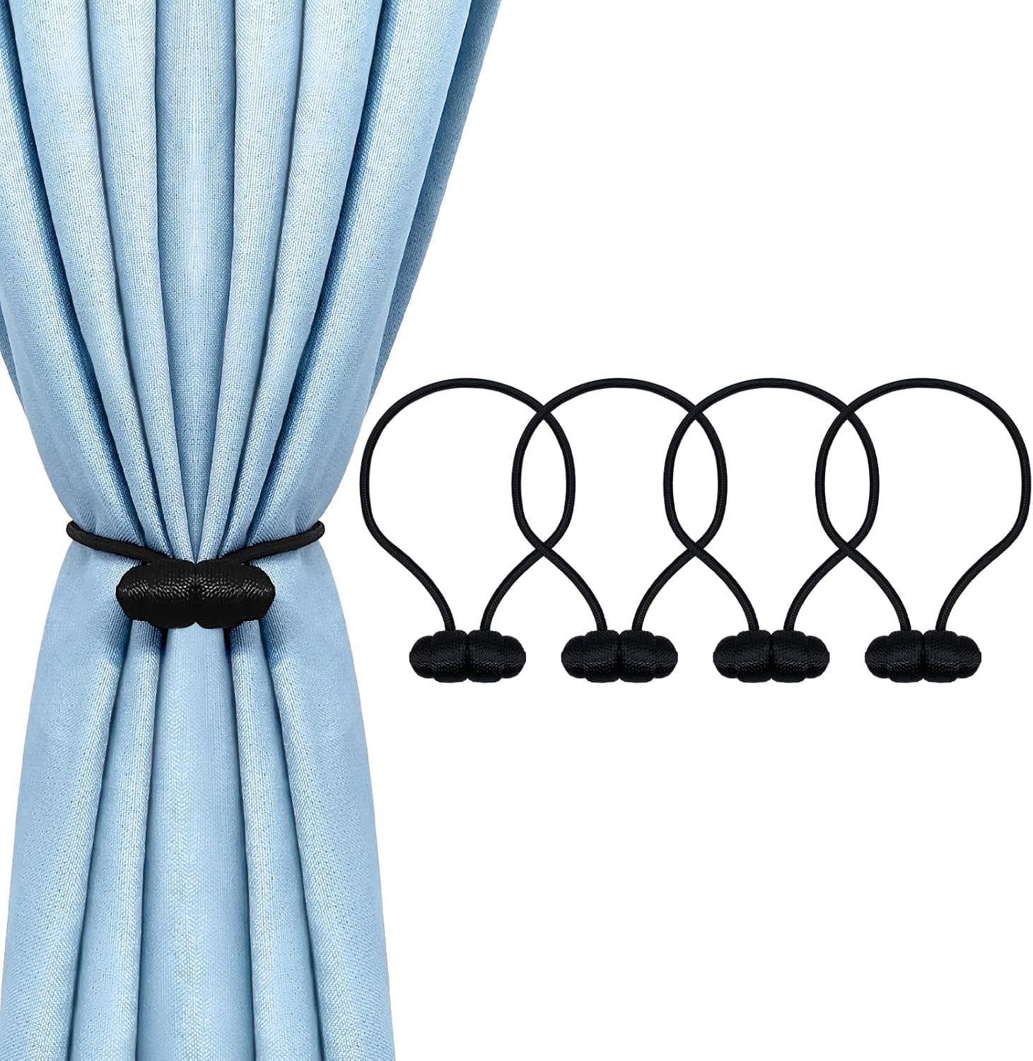 Black Magnetic Curtain Tiebacks - 4pcs Decorative Curtain Tie Backs Black Magnetic Curtain Tiebacks - 4pcs Decorative Curtain Tie Backs