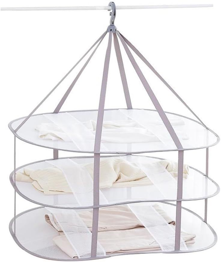 3-Tier Folding Clothes Drying Rack for Flat Drying Wool & Sweaters - Maintains Shape & Prevents Stretching - Space Saving Design 3-Tier Folding Clothes Drying Rack for Flat Drying Wool & Sweaters - Maintains Shape & Prevents Stretching - Space Saving Design