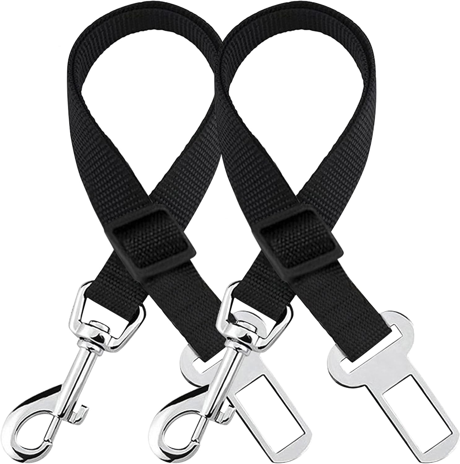 Adjustable Nylon Pet Car Harness with Extension Strap and Clip - Universal Fit for Dogs Cats and Ferrets - Travel Safety Belt for All Car Models