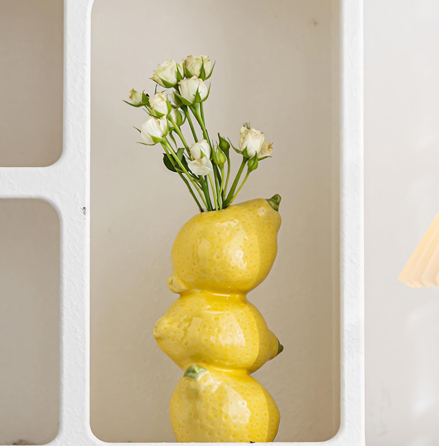 Yellow Ceramic Vase with Lemon Design Mediterranean Style for Home and Kitchen Decor Yellow Ceramic Vase with Lemon Design Mediterranean Style for Home and Kitchen Decor