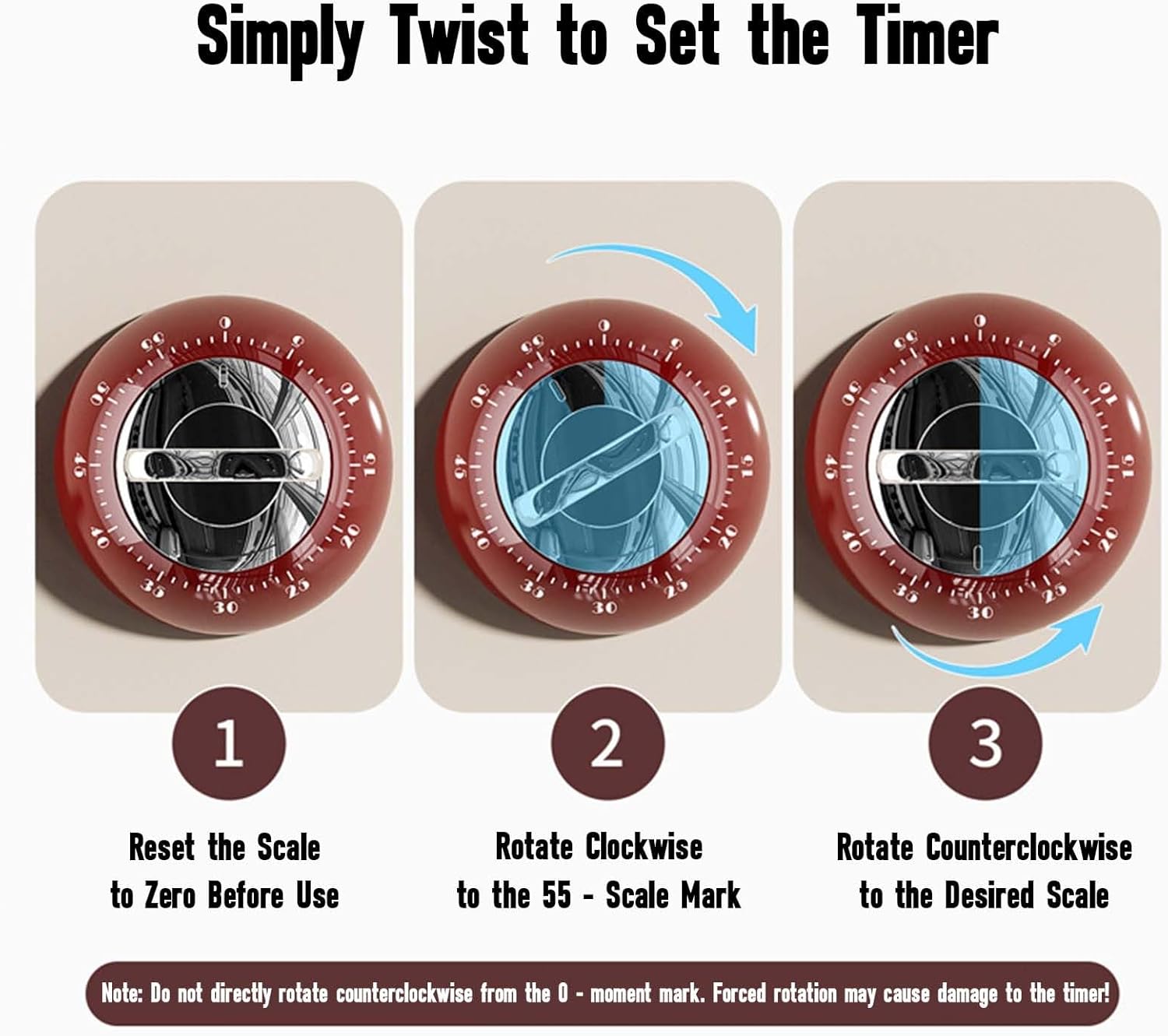 Magnetic Digital Kitchen Timer Countdown Up to 60 Minutes for Cooking Office Tasks and Studying White