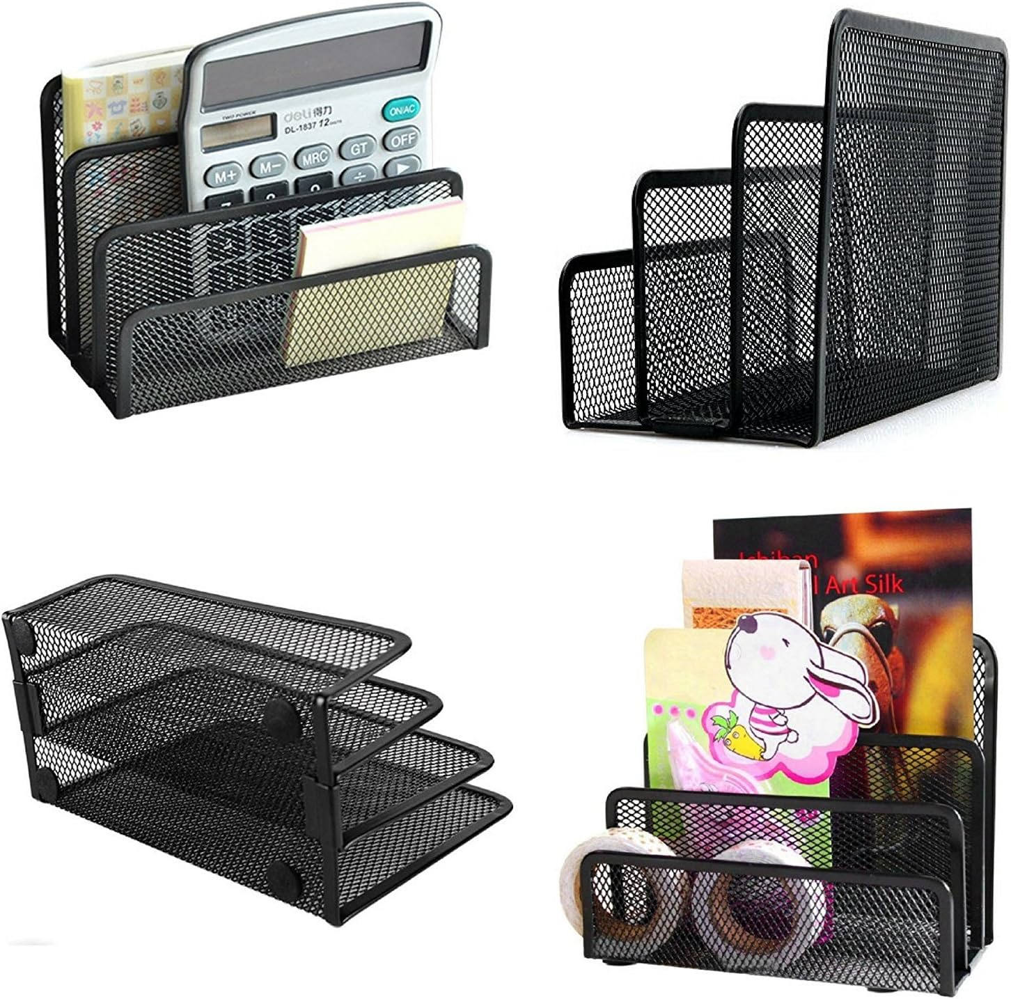 Black Metal Organizer Bins for Bookkeeper - 1 Piece Storage Solution