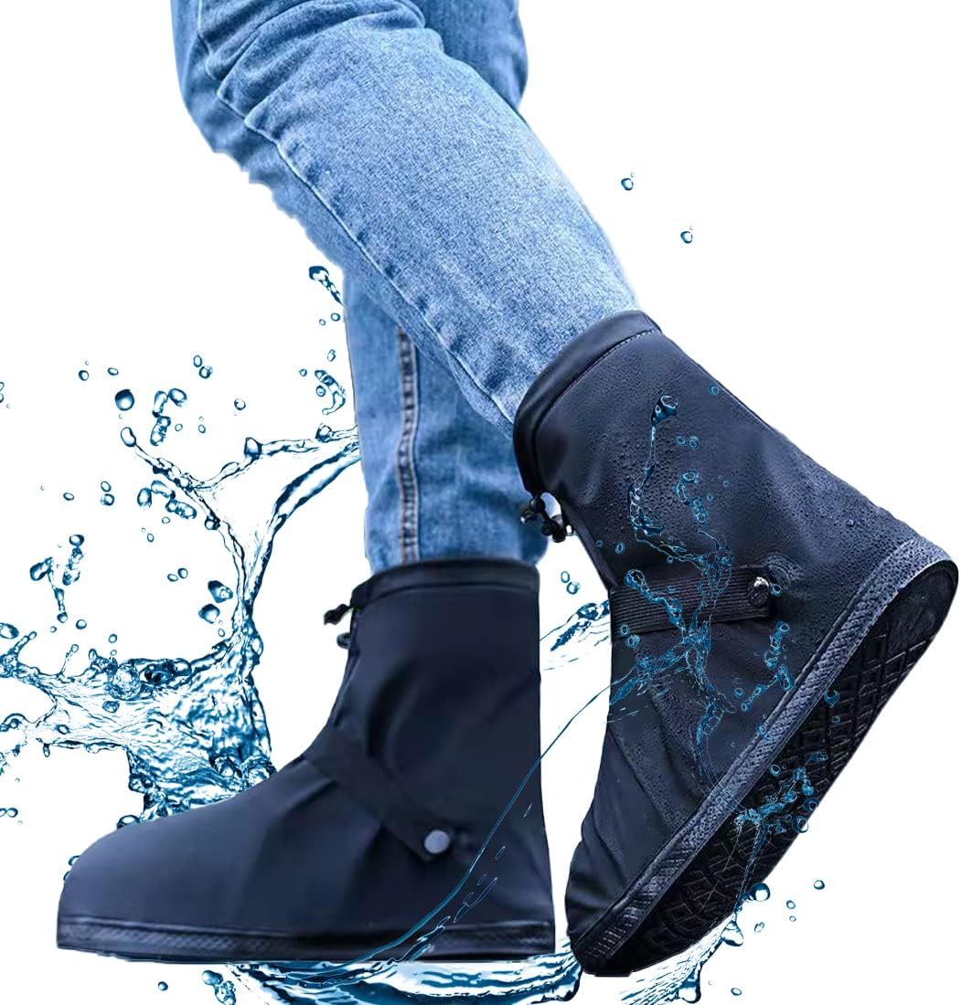 Waterproof Reusable Overboots Anti Slip Size 43-45 Black 1 Pair
