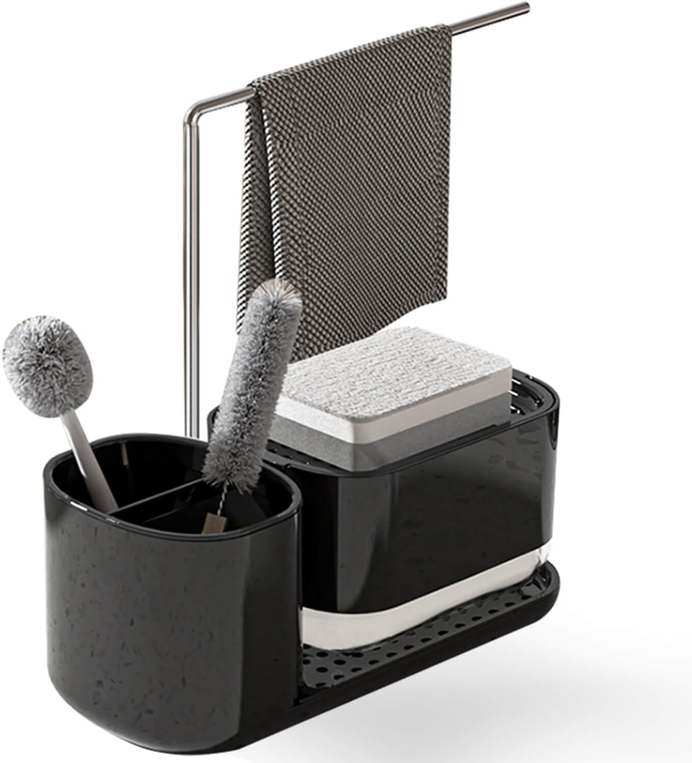 Kitchen Storage Rack with Sink Organizer and Dishcloth Holder - Black Kitchen Storage Rack with Sink Organizer and Dishcloth Holder - Black